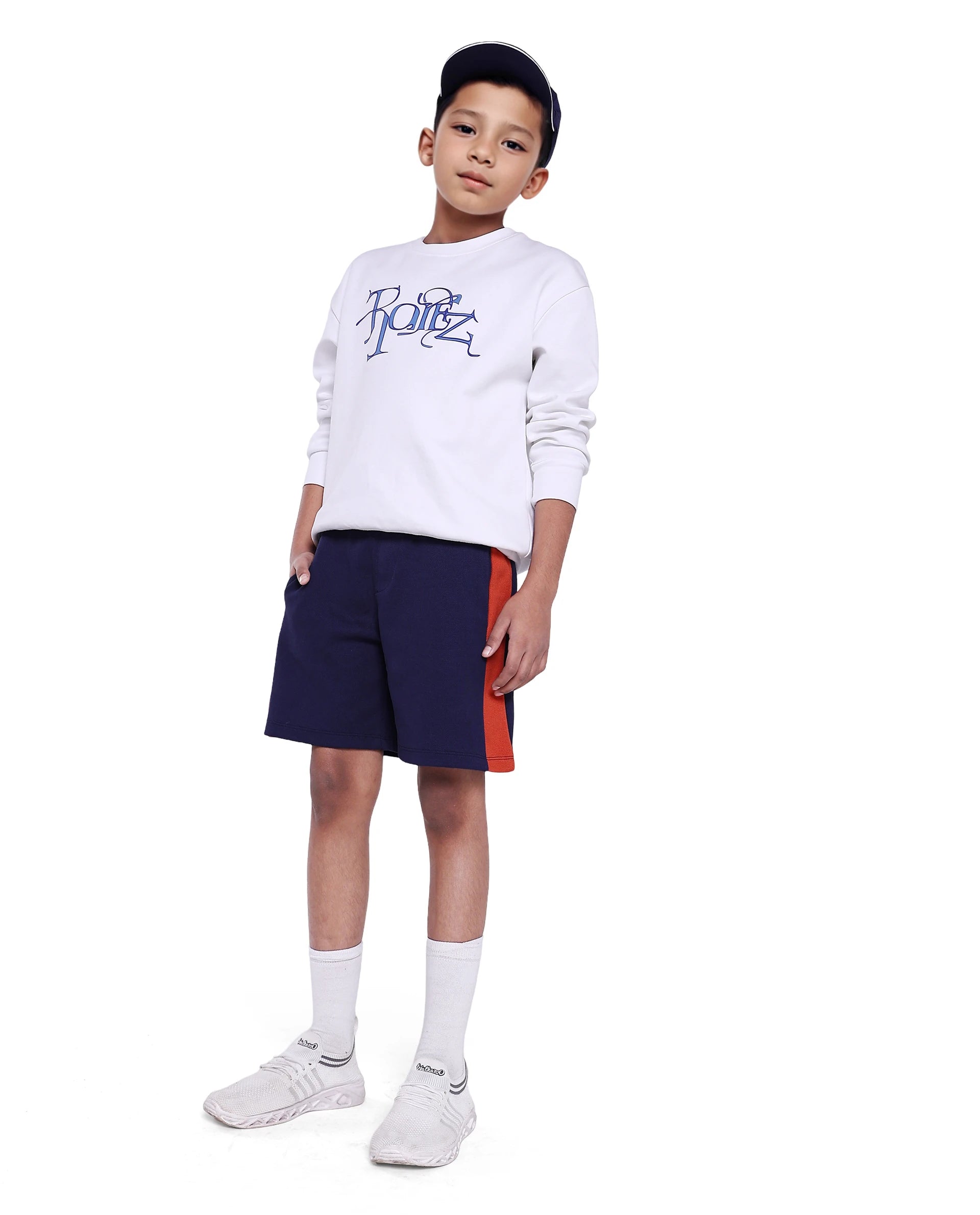 Rare Ones Kids Rider Navy Cotton Poly Cut And Sew Shorts