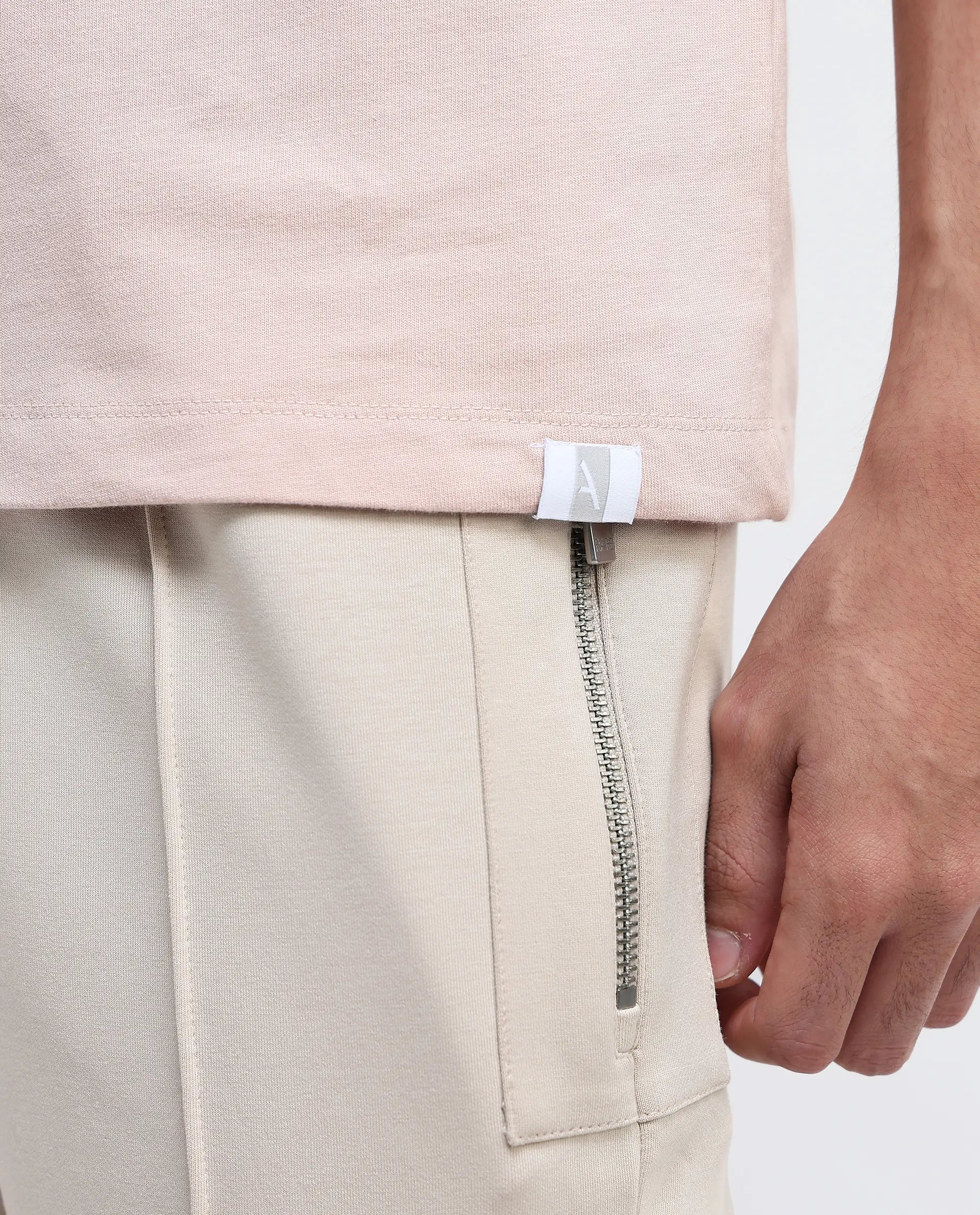 Rare Rabbit Men Rigy Pastel Pink Short Sleeve Crew Neck Oversized Fit Graphic Back Print T-Shirt