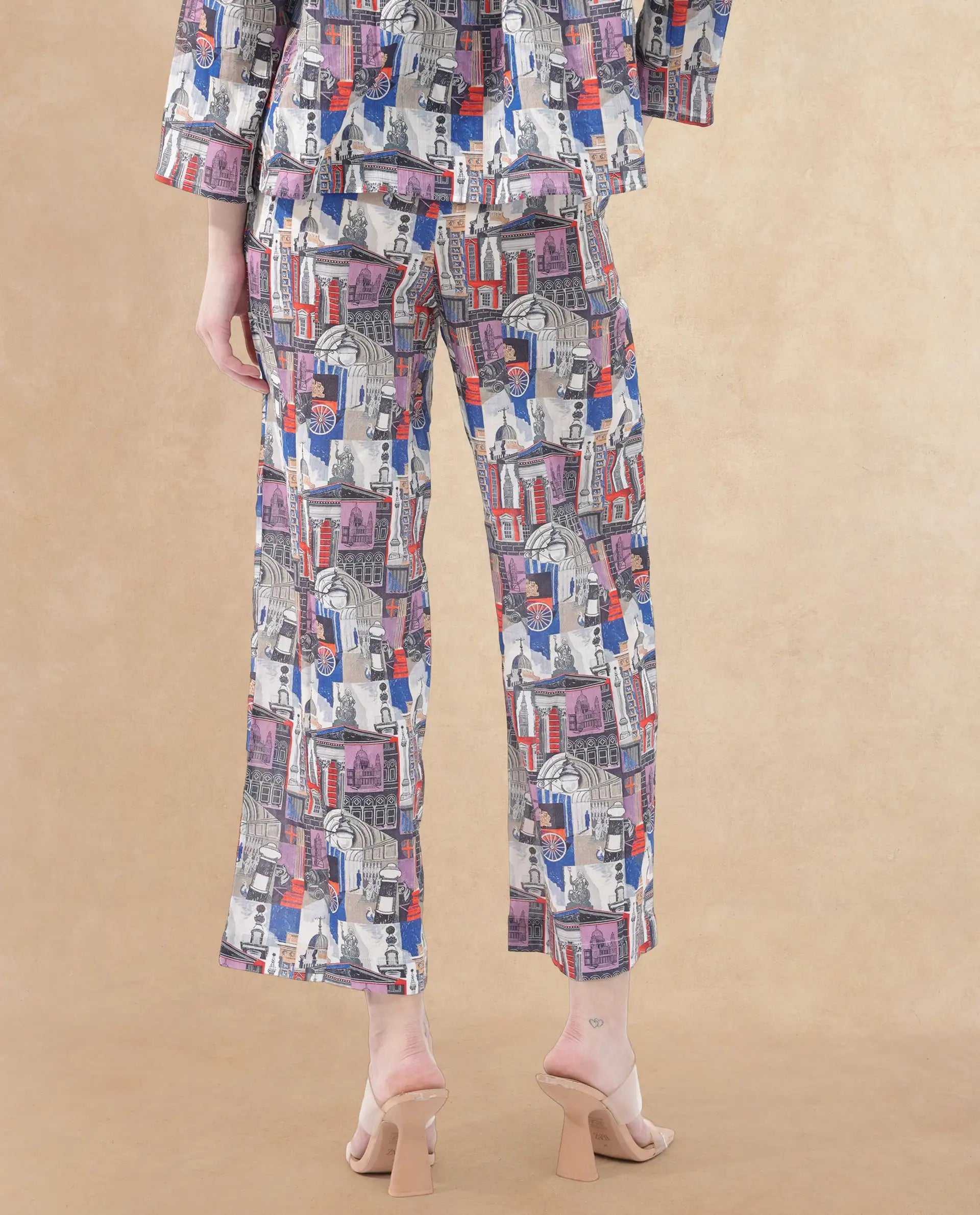 Rareism Women Rinata-B Multi Cotton Fabric Regular Length Trouser