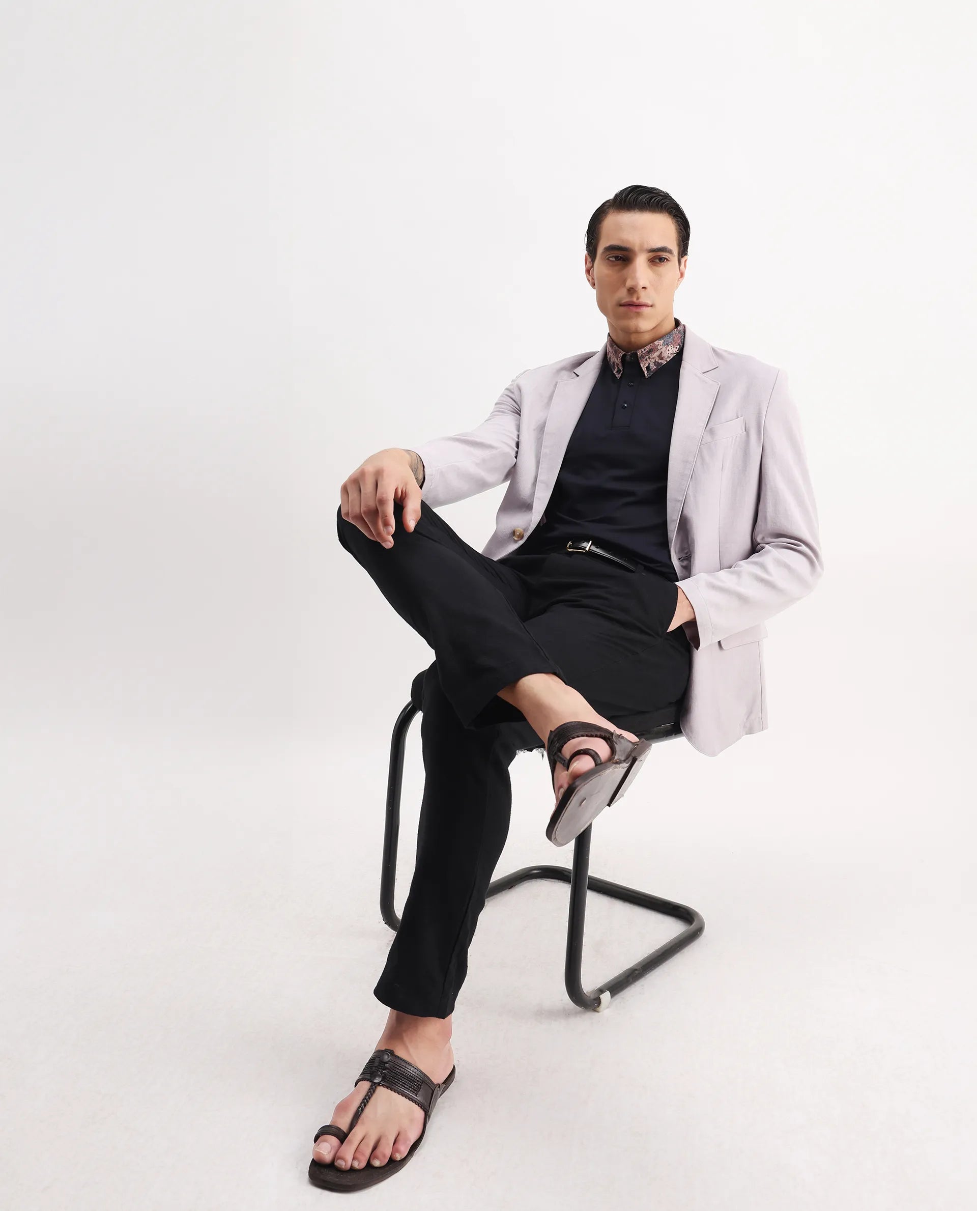 Rare Rabbit Men's Ringer-2 Dark Navy Cotton Plain Regular Fit Half Sleeve Polo