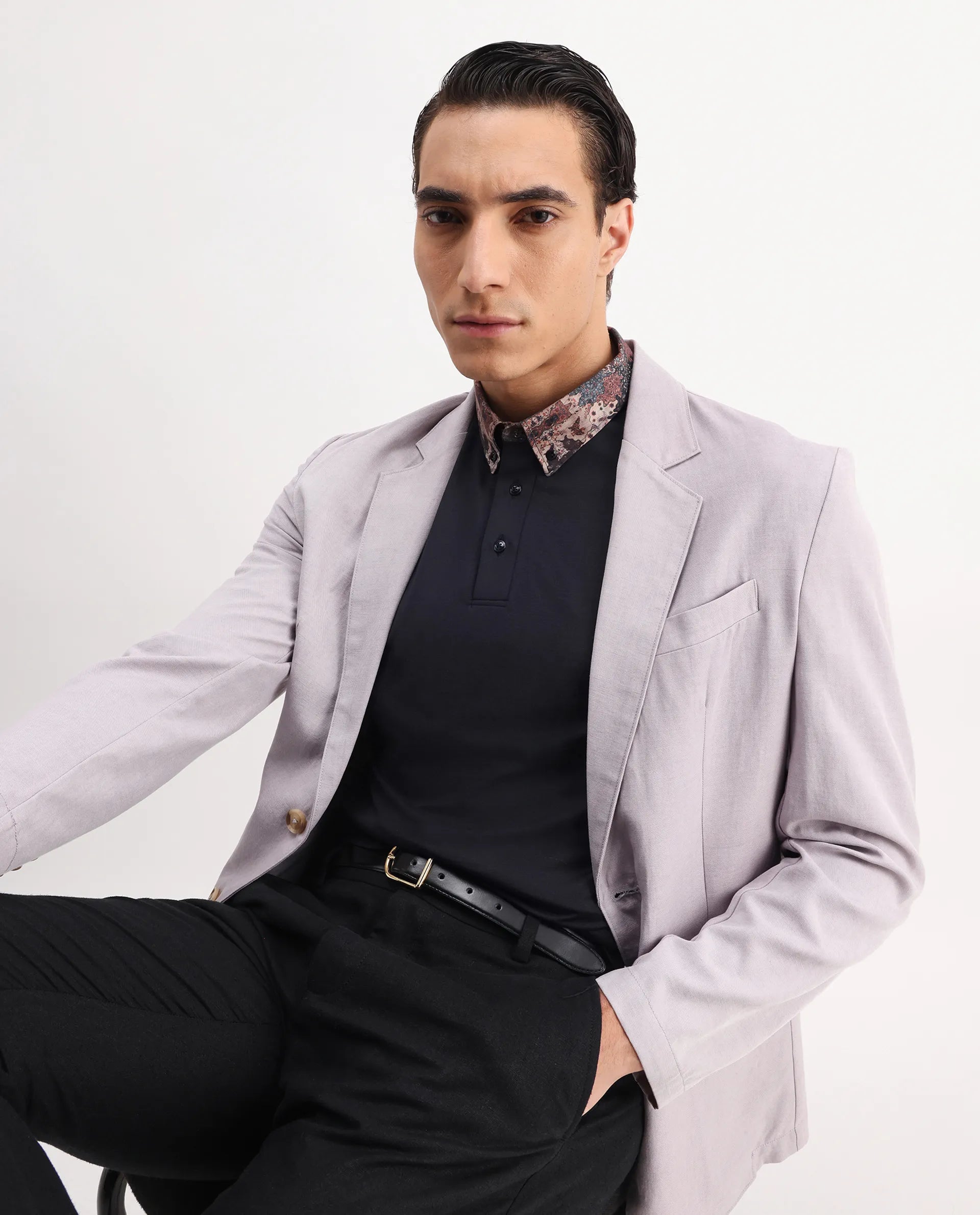 Rare Rabbit Men's Ringer-2 Dark Navy Cotton Plain Regular Fit Half Sleeve Polo