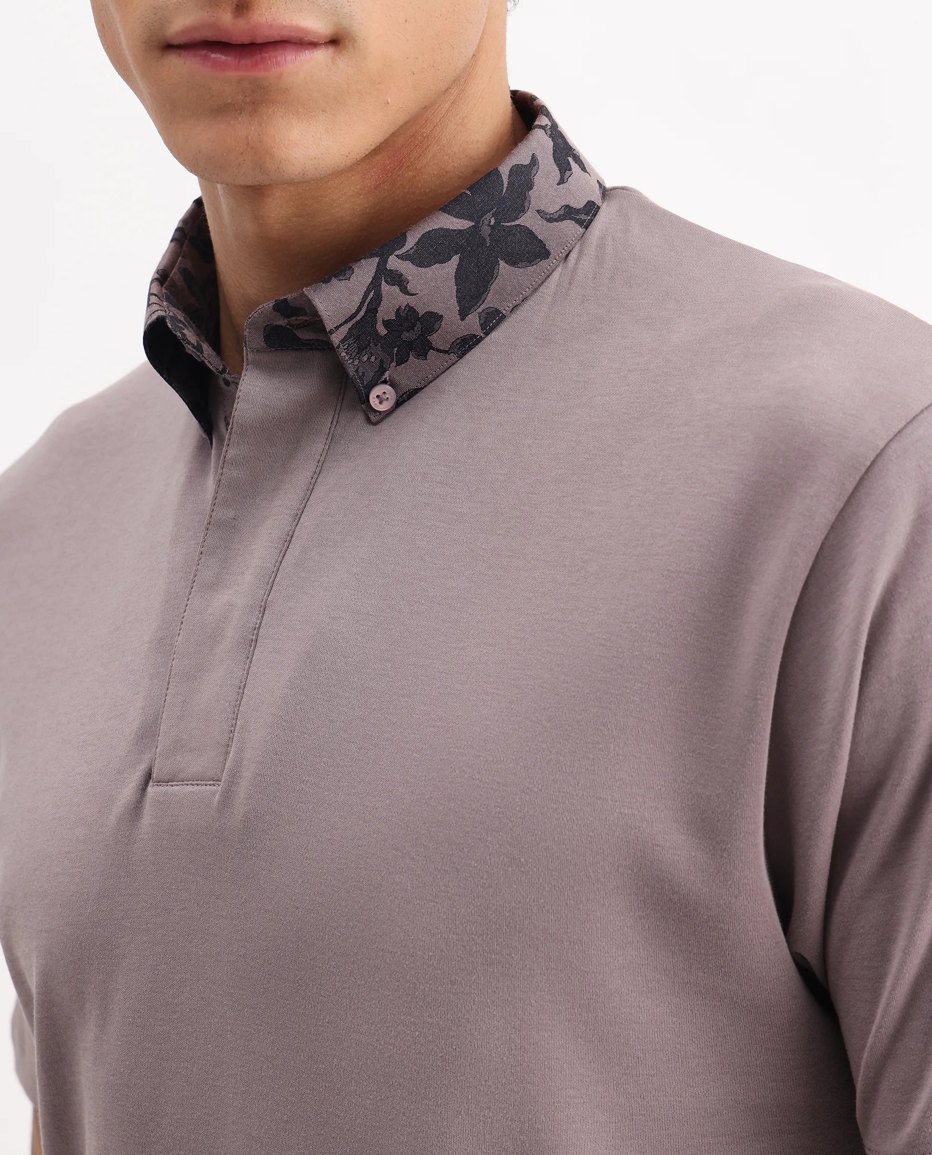 Rare Rabbit Men's Ringer-A25 Dusky Pink Cotton Plain Regular Fit Half Sleeve Polo