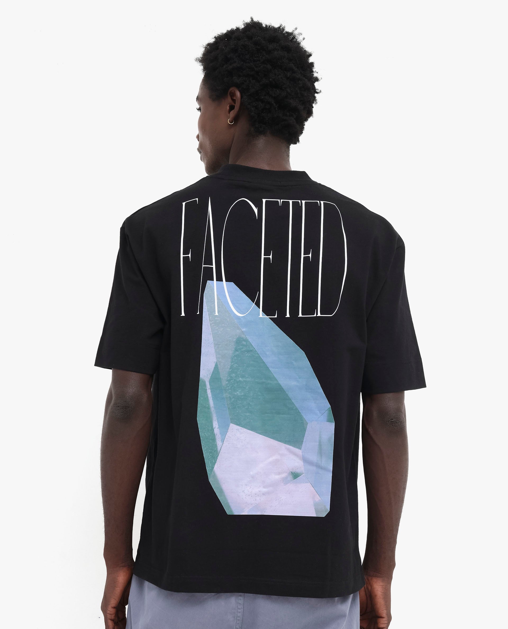 Rare Rabbit Men Ripley Black Cotton Fabric Short Sleeve Crew Neck Oversized Fit Graphic Back Print T-Shirt