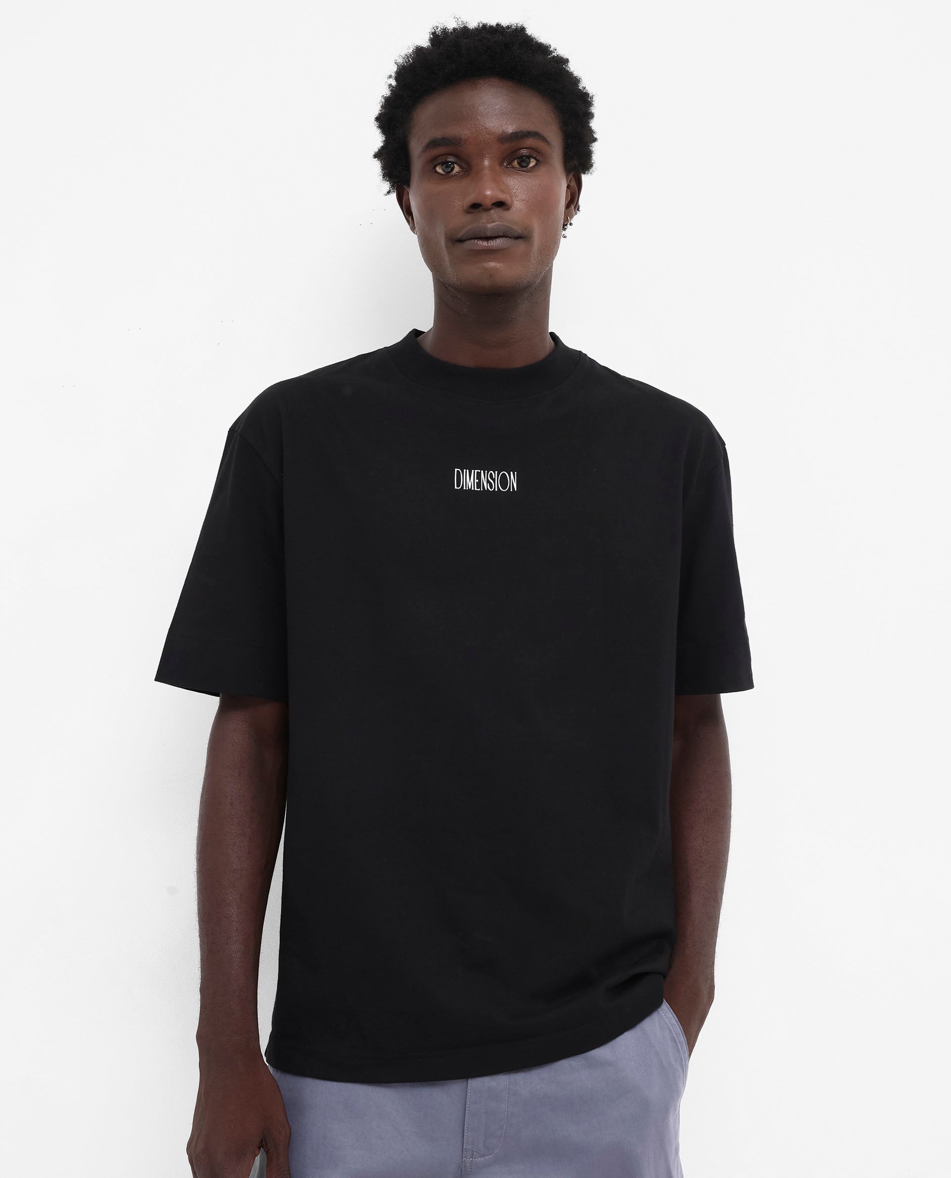 Rare Rabbit Men Ripley Black Cotton Fabric Short Sleeve Crew Neck Oversized Fit Graphic Back Print T-Shirt