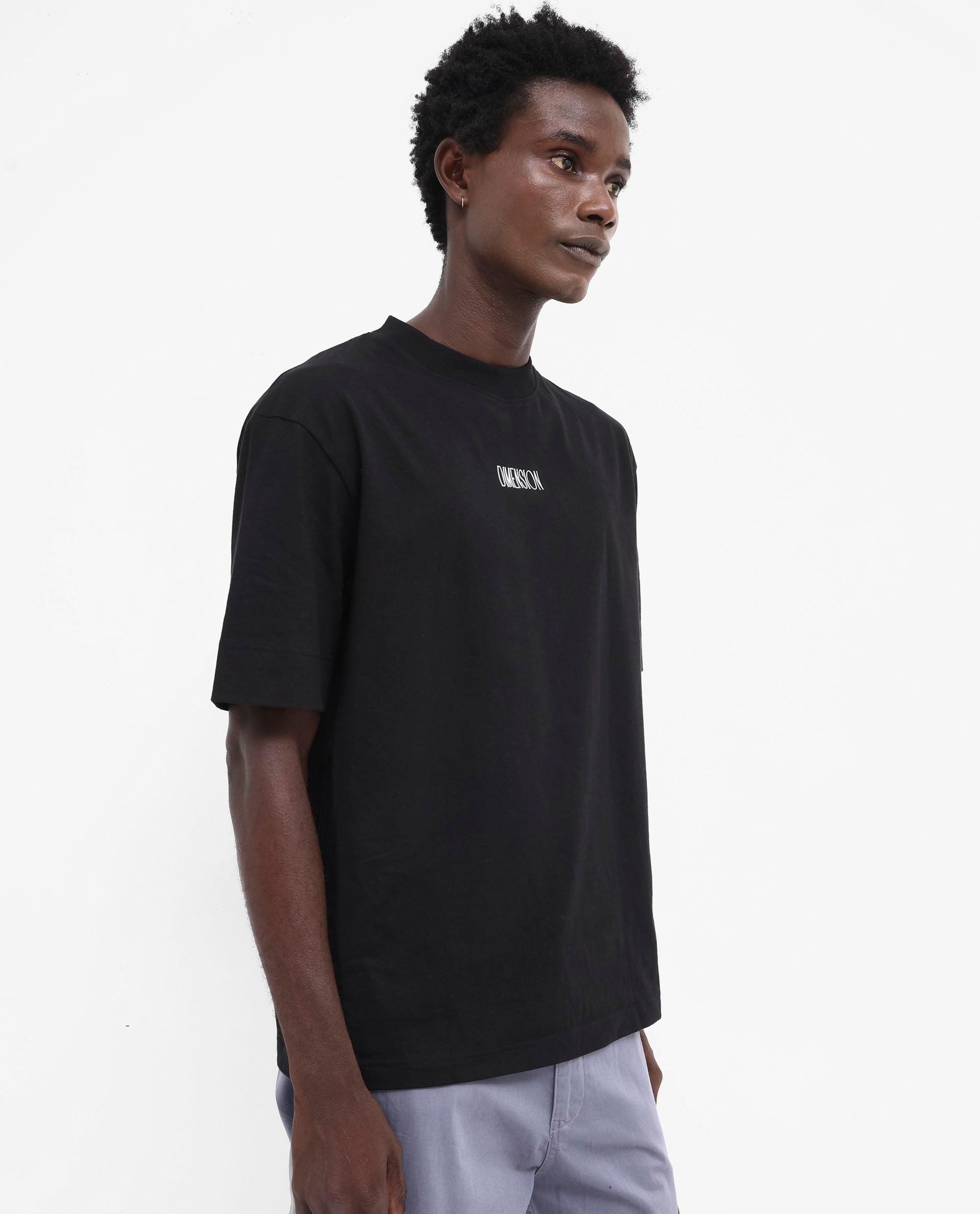 Rare Rabbit Men Ripley Black Cotton Fabric Short Sleeve Crew Neck Oversized Fit Graphic Back Print T-Shirt