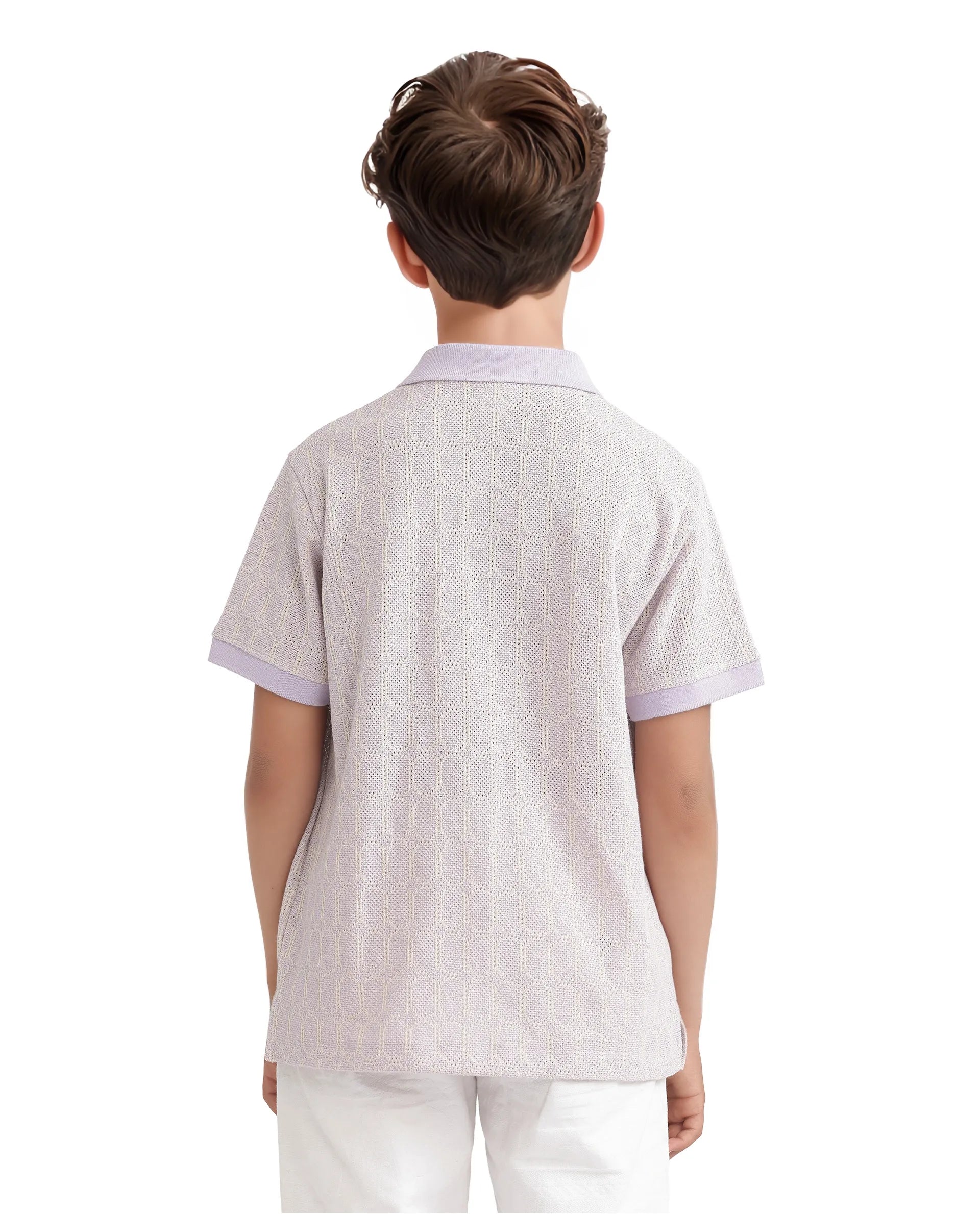 Rare Ones Kids Rivo Light Purple Cotton Blend Short Sleeve Solid Polo