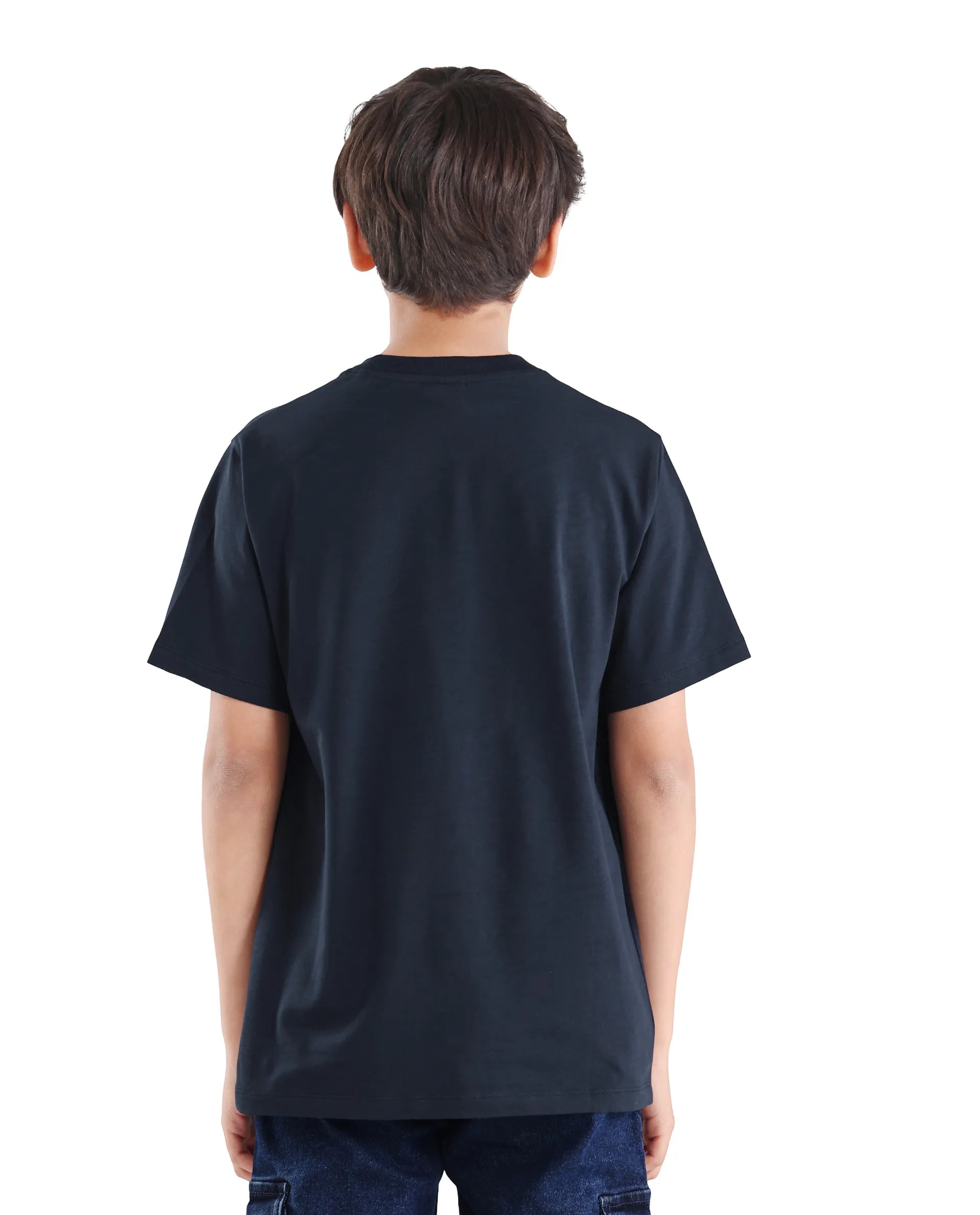 Rare Ones Kids Rizz Dark Navy Cotton Blend Pull-On Closure Badge Applique Regular Fit T-Shirt