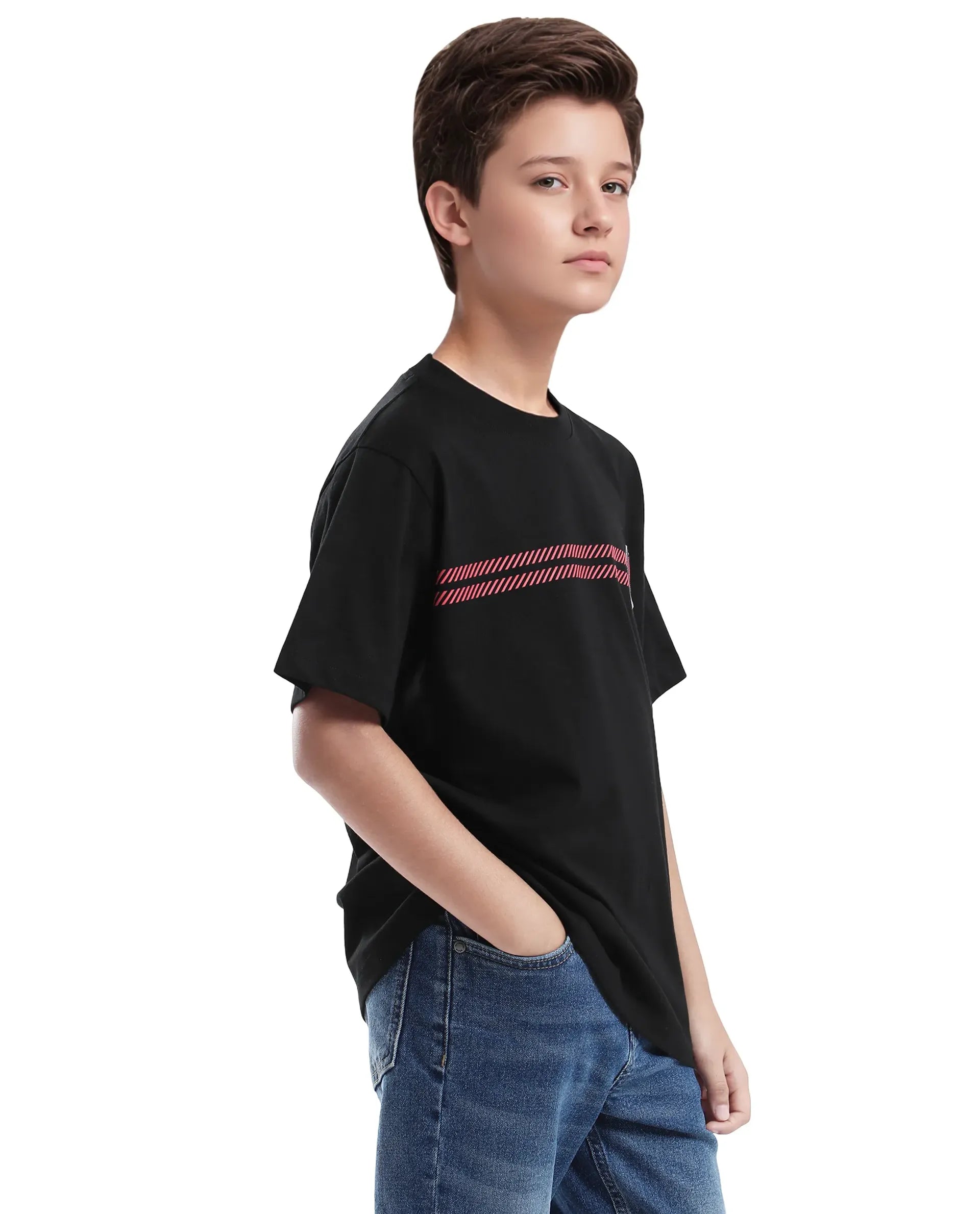 Rare Ones Kids Rlash Black Cotton Half Sleeve Solid Slip-On Closure Regular Fit T-Shirt