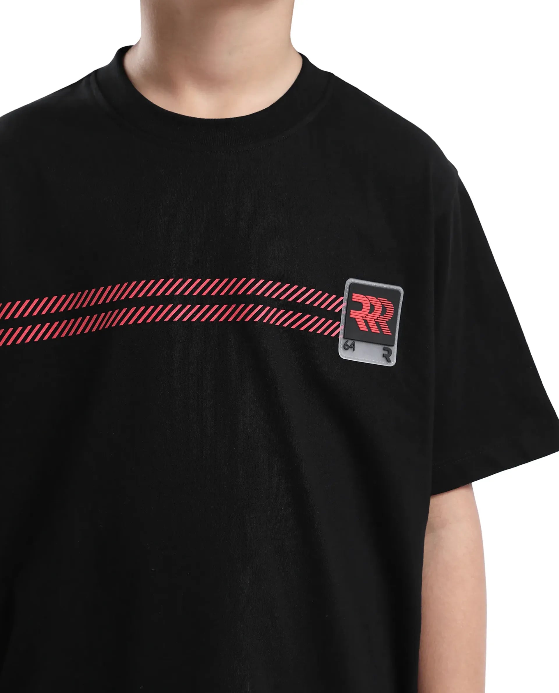 Rare Ones Kids Rlash Black Cotton Half Sleeve Solid Slip-On Closure Regular Fit T-Shirt