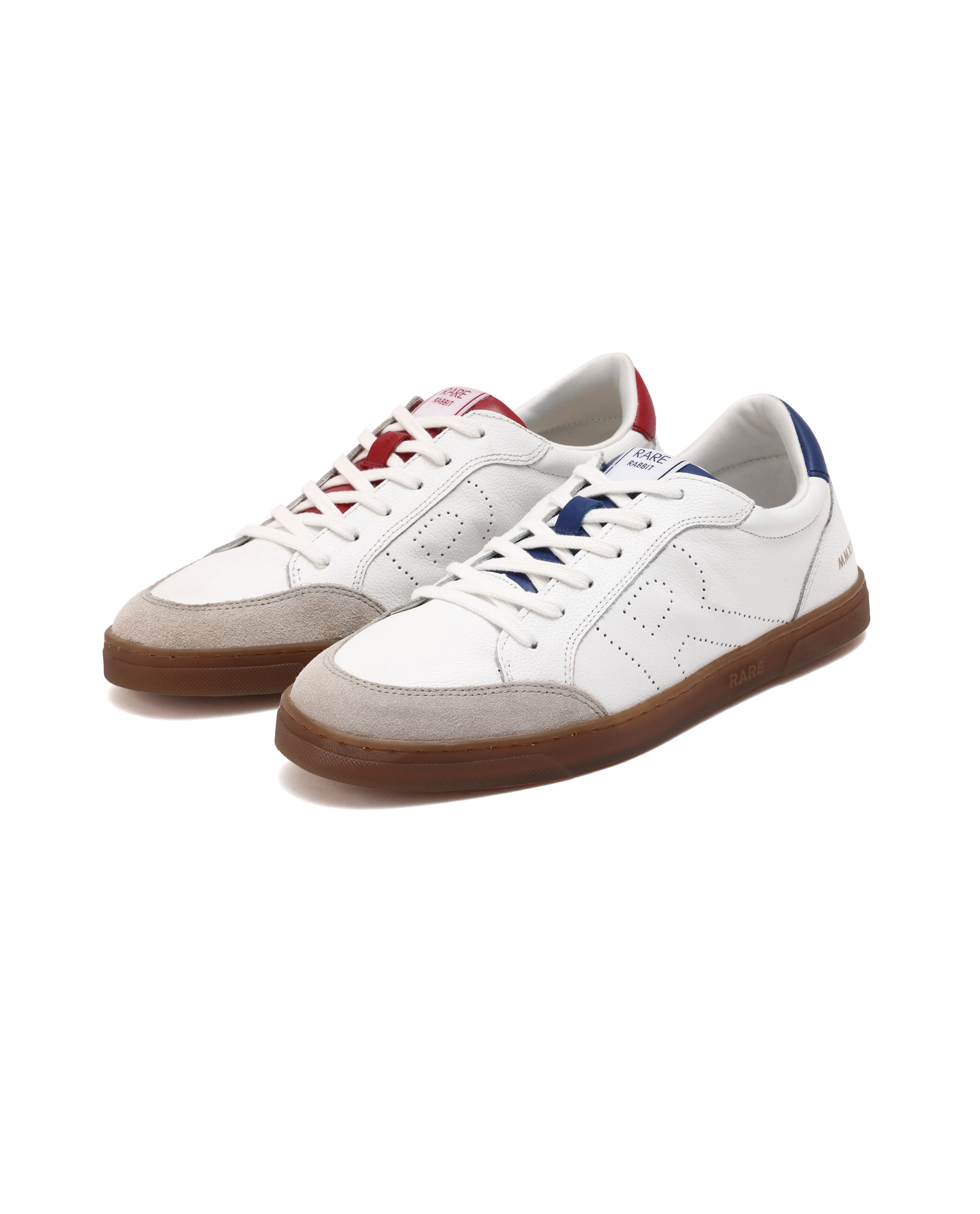 Rare Rabbit Mens Rocco White Round Toe Low Top Perforated Lace-Up Sneaker Shoes