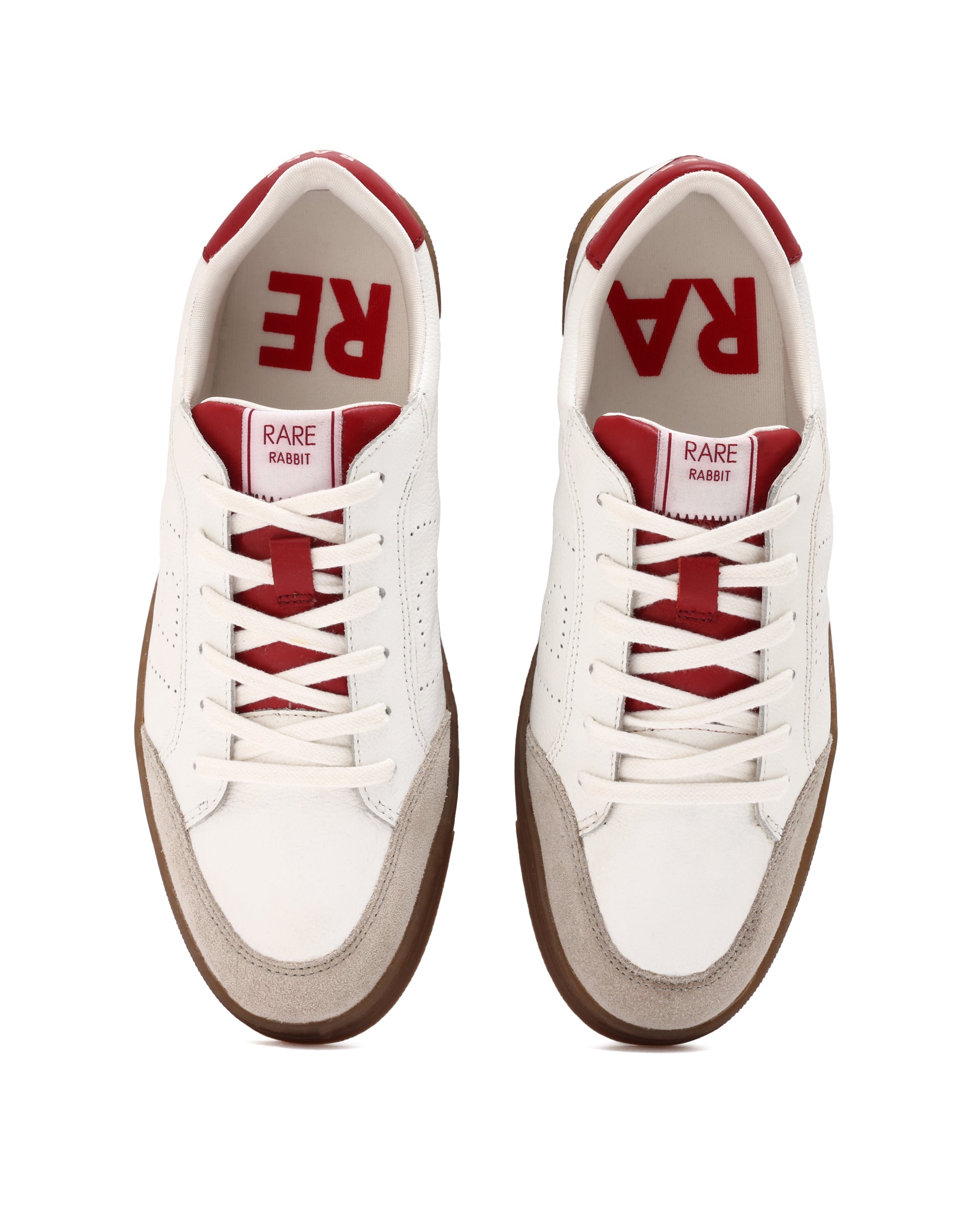 Rare Rabbit Mens Rocco Red Round Toe Low Top Perforated Lace-Up Sneaker Shoes