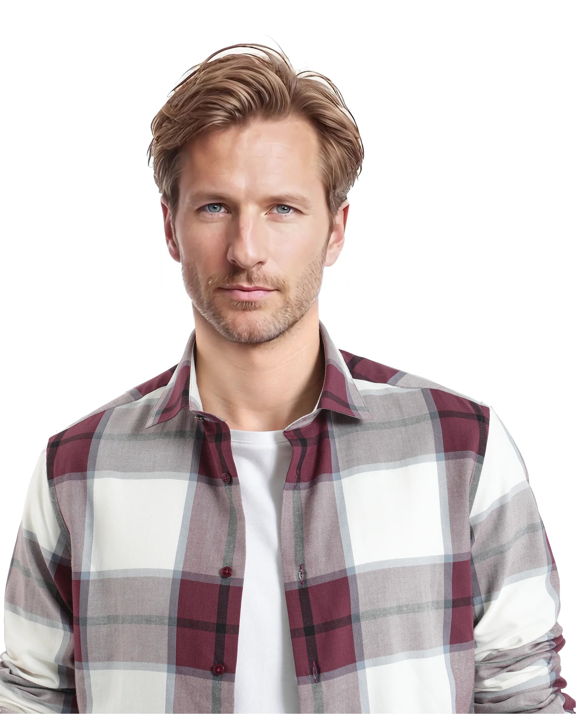 Rare Rabbit Men Rock Ford Maroon-2 Cotton Fabric Full Sleeve Regular Fit Graphic Backprint Checked Shirt