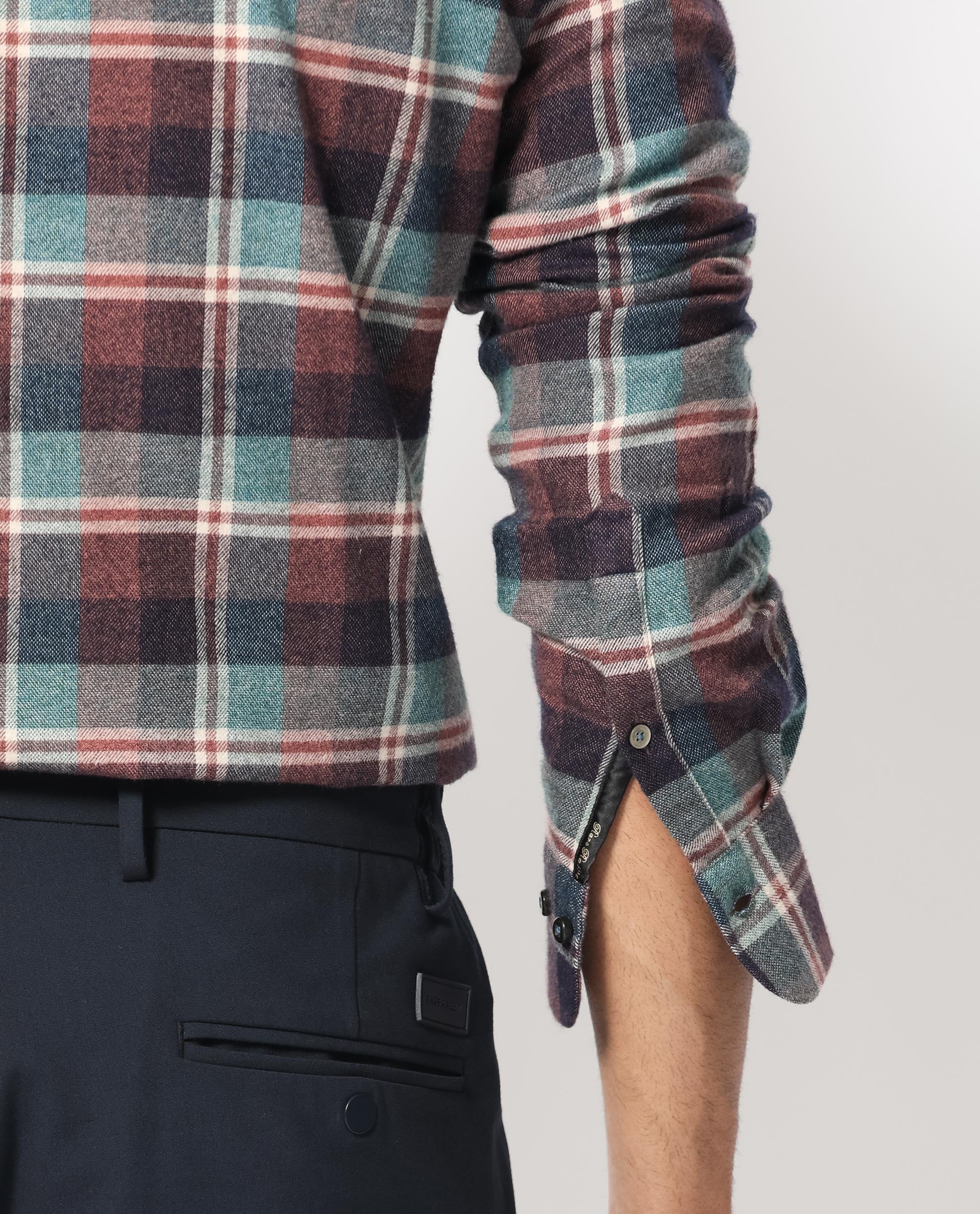 Rare Rabbit Men's Rojen Brown Cotton Fabric Full Sleeves Checks Shirt