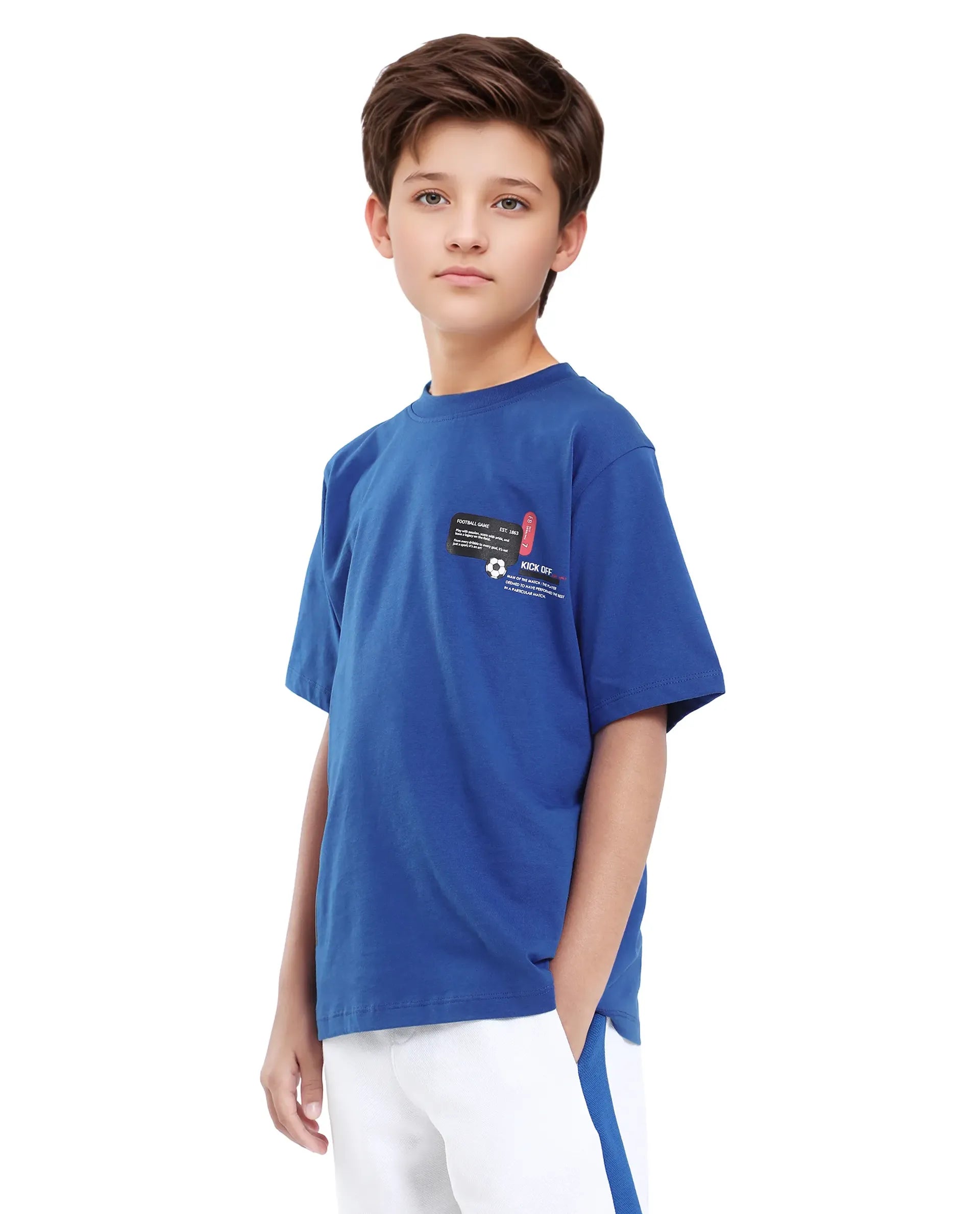 Rare Ones Kids Ronal Blue Cotton Half Sleeve Printed Slip-On Closure Regular Fit T-Shirt