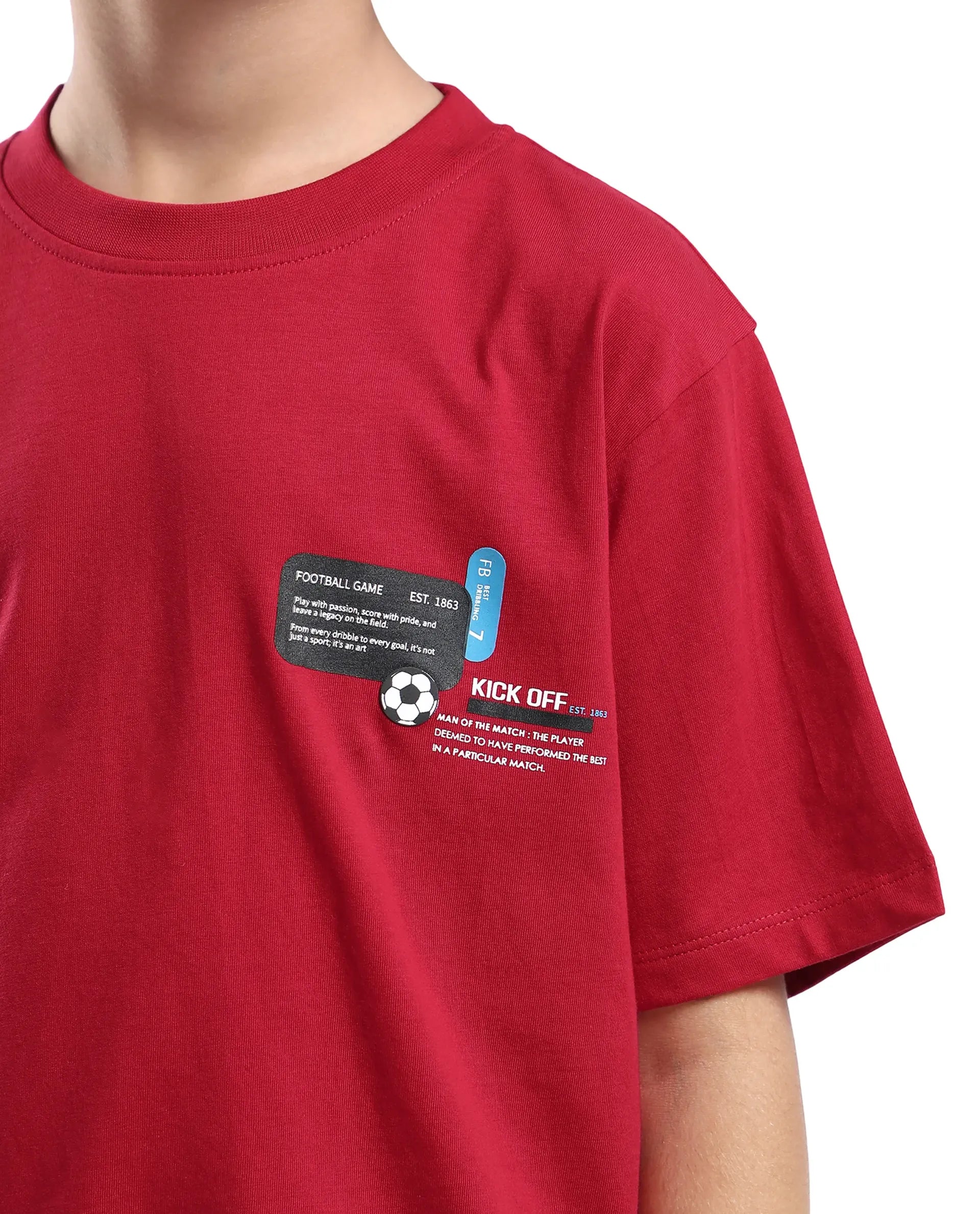 Rare Ones Kids Ronal Red Cotton Half Sleeve Printed Slip-On Closure Regular Fit T-Shirt