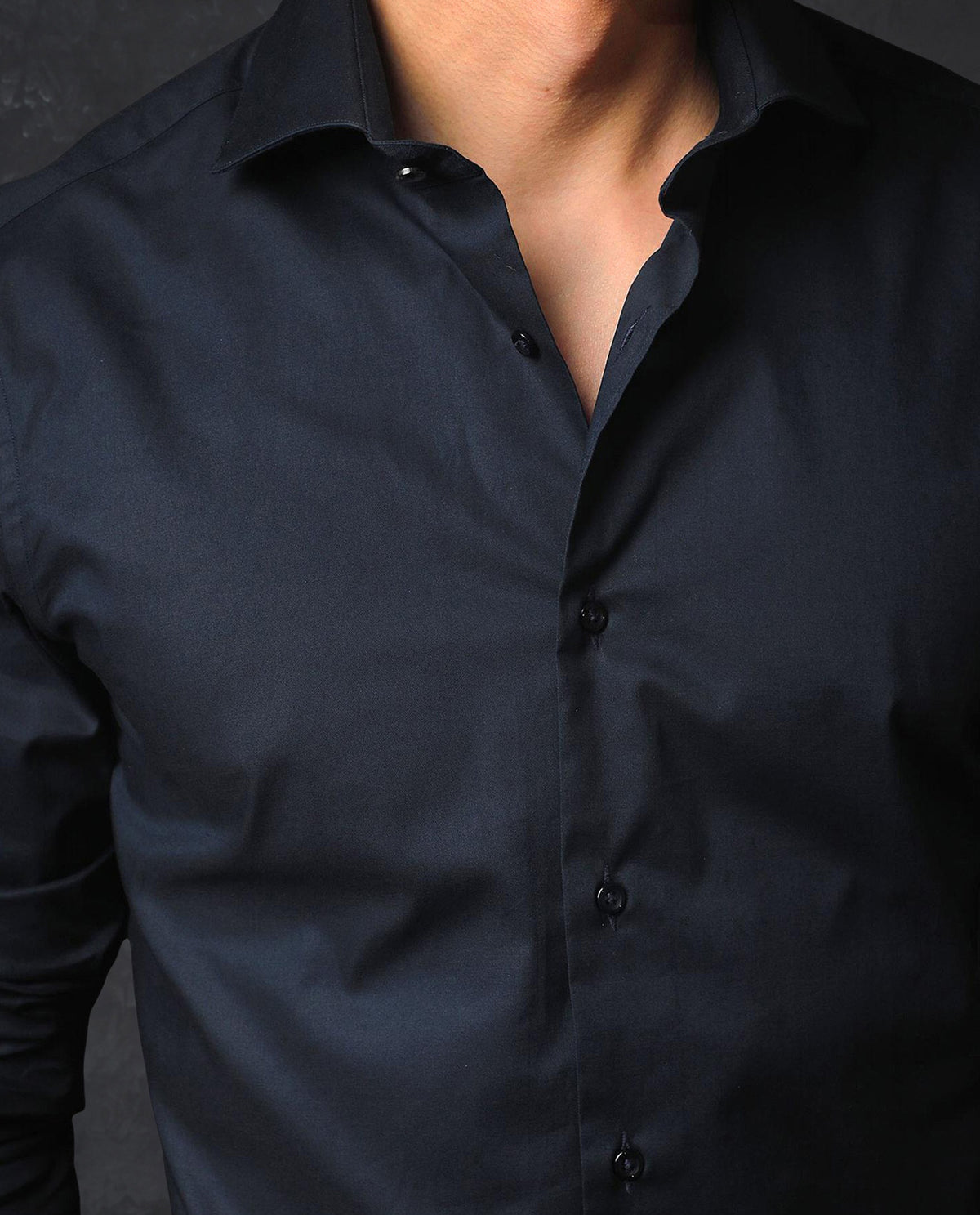 Rare Rabbit Men's Rona Navy Cotton Fabric Full Sleeves Solid Shirt