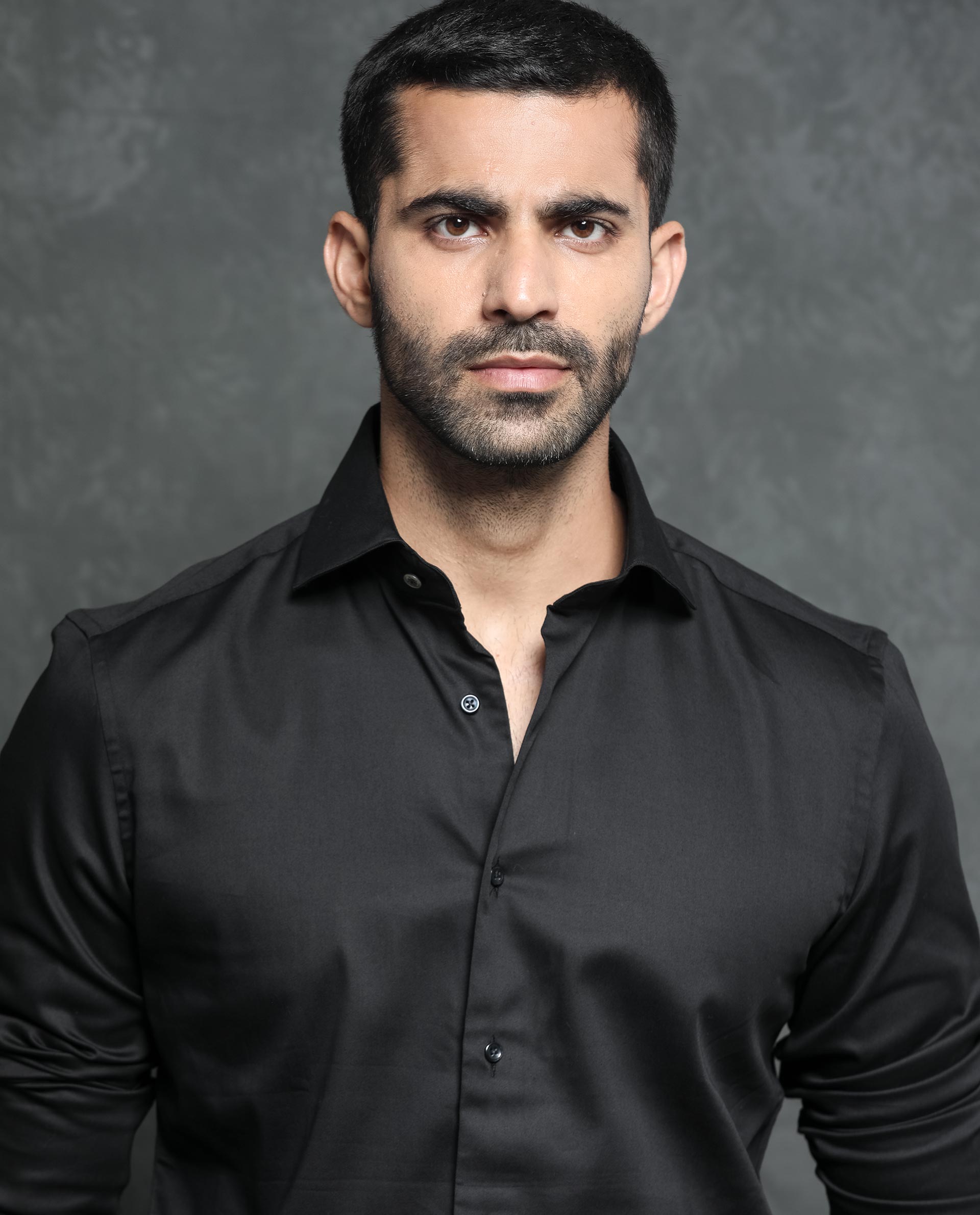 Rare Rabbit Men's Ronas Black Cotton Fabric Full Sleeves Solid Shirt