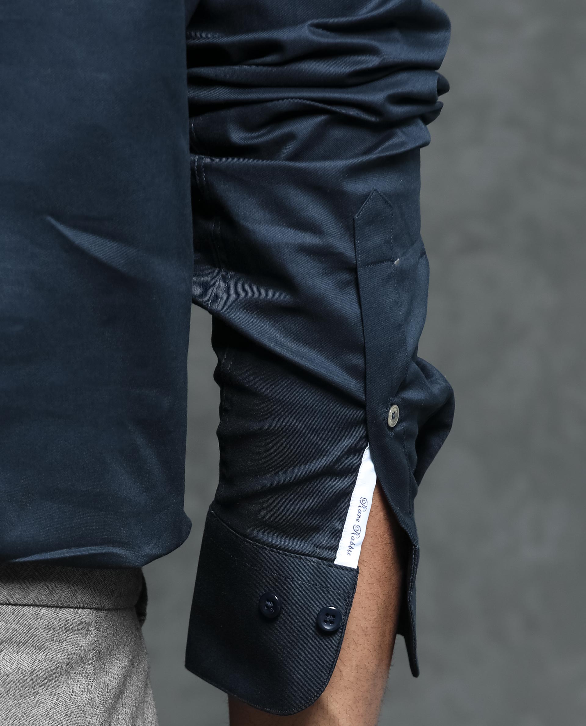 Rare Rabbit Men's Ronas Navy Cotton Fabric Full Sleeves Solid Shirt