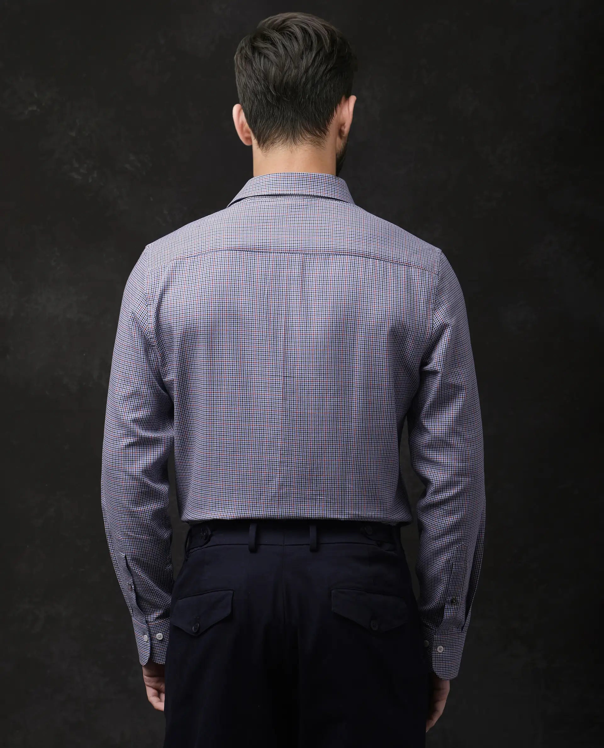 Rare Rabbit Men Root Blue Cotton Fabric Full Sleeves Collared Neck Button Closure Woven Design Shirt