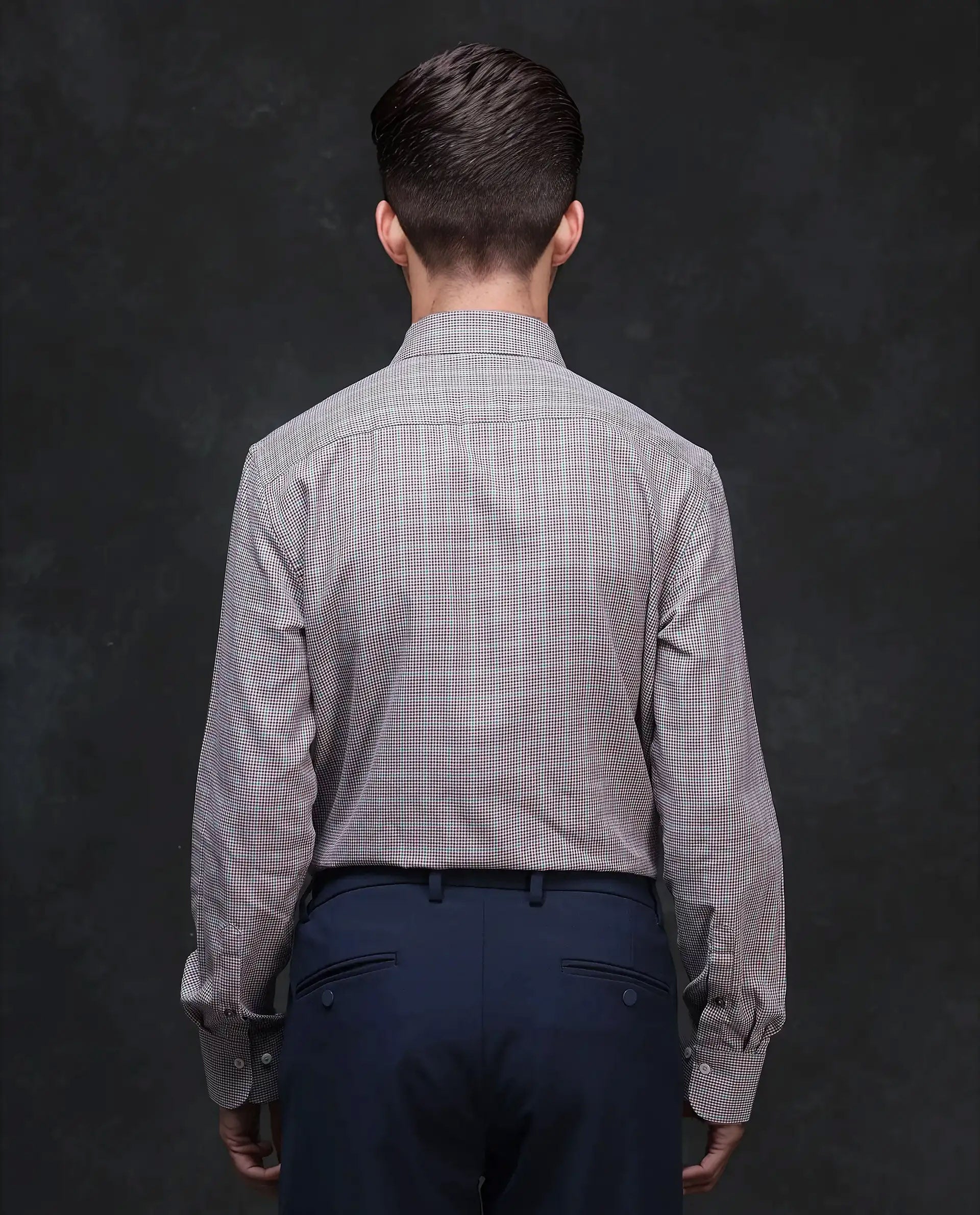 Rare Rabbit Men's Root Maroon Cotton Checked Print Regular Fit Full Sleeve Collared Shirt