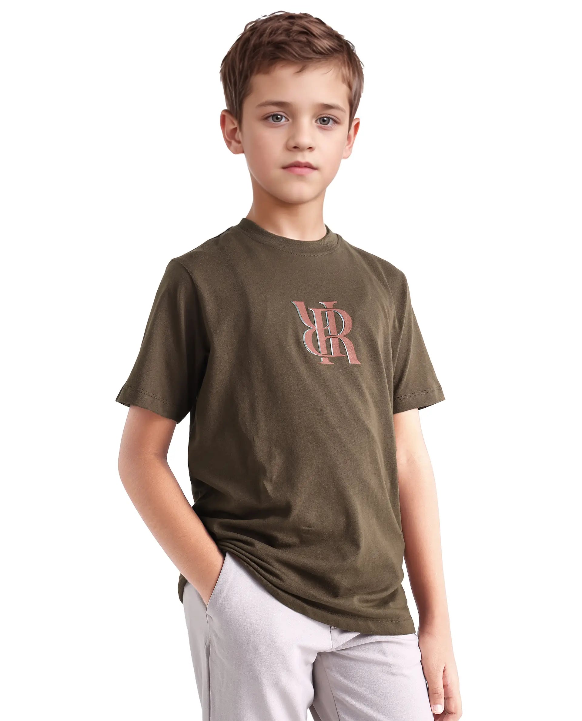 Rare Ones Kids Rosco-K Brown Cotton Jelly Print Regular Fit T-Shirt