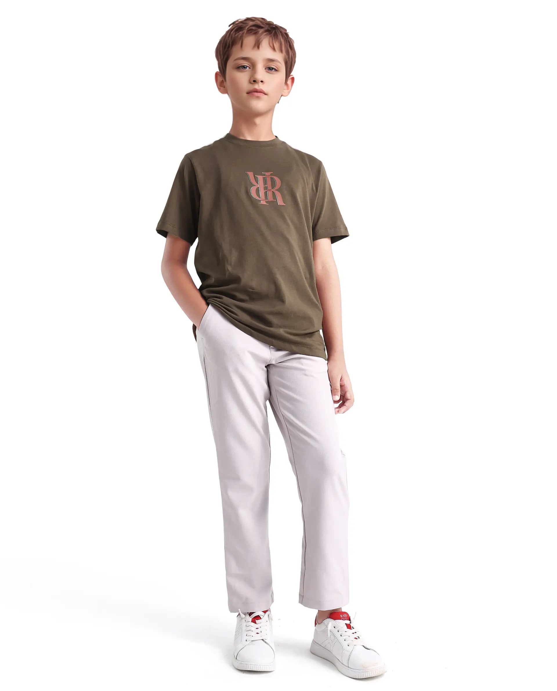 Rare Ones Kids Rosco-K Brown Cotton Jelly Print Regular Fit T-Shirt