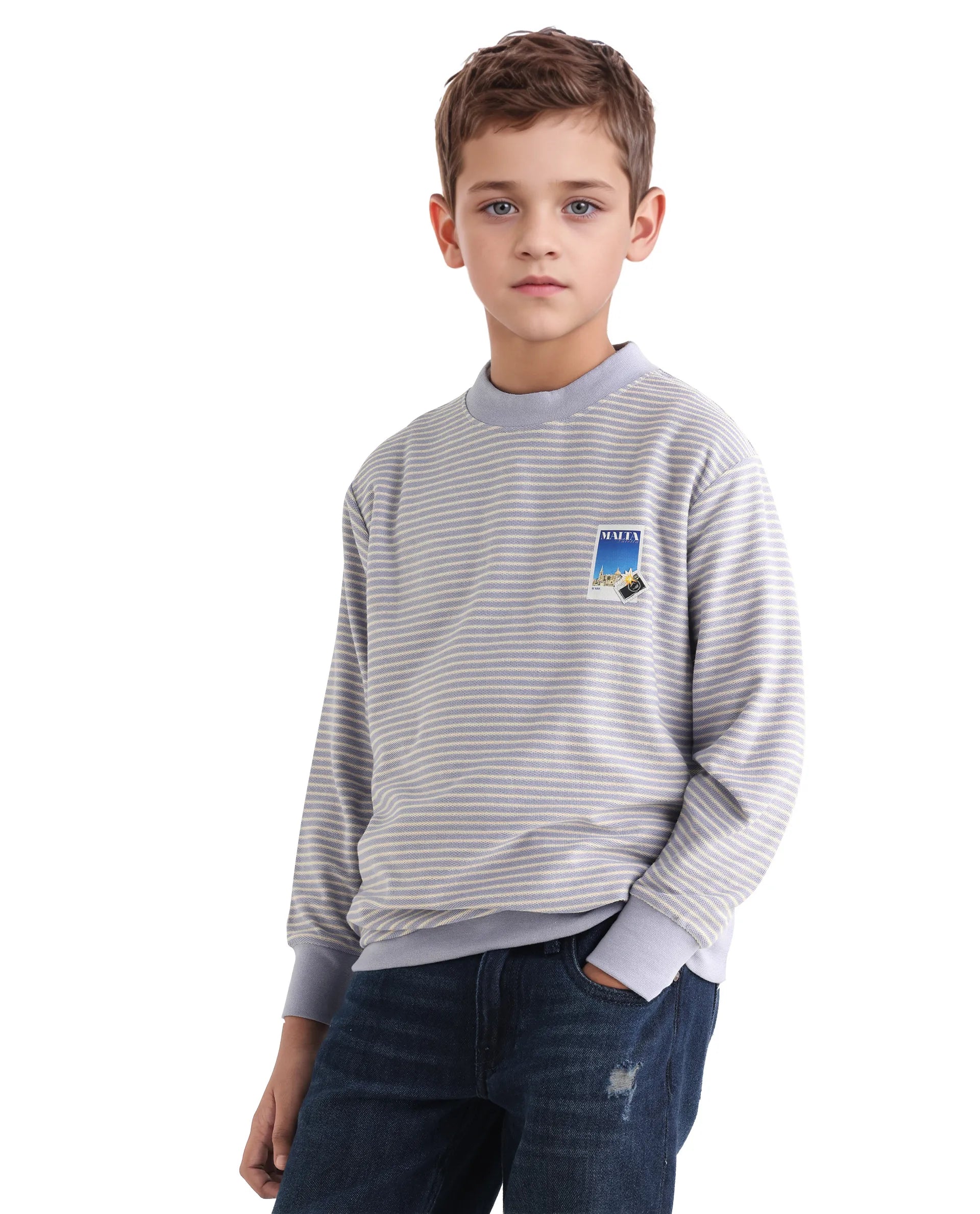 Rare Ones Kids Rosco Light Purple Cotton Printed Oversized Sweatshirt