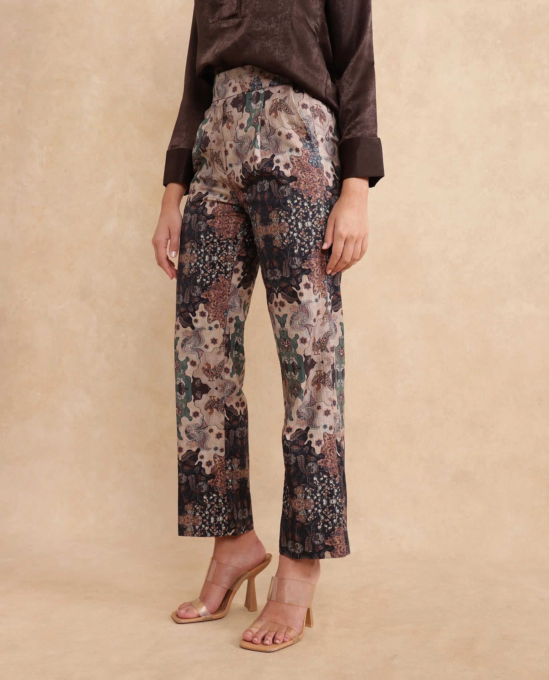 Rareism Women Rotika-B Dark Multi Trouser