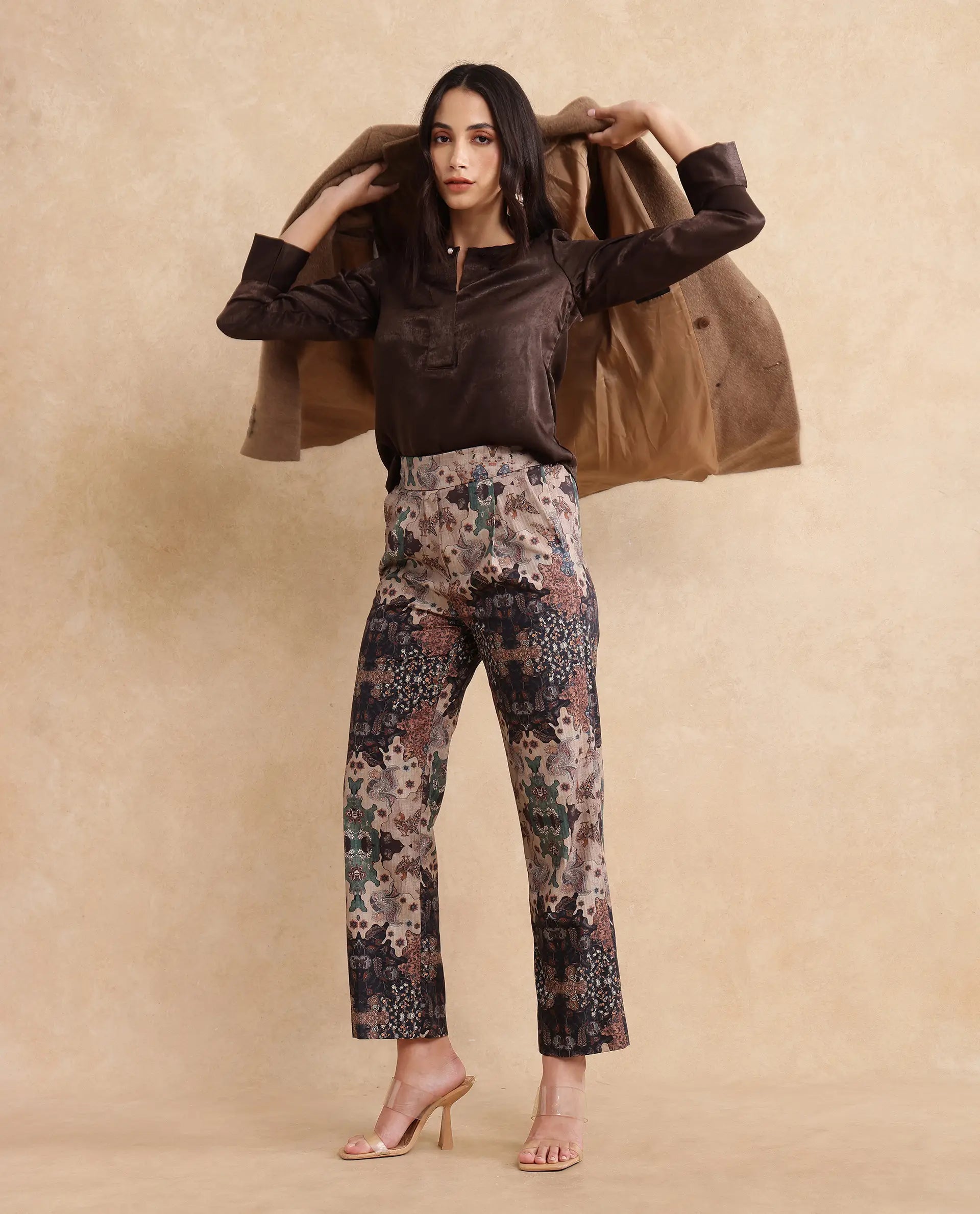 Rareism Women Rotika-B Dark Multi Trouser