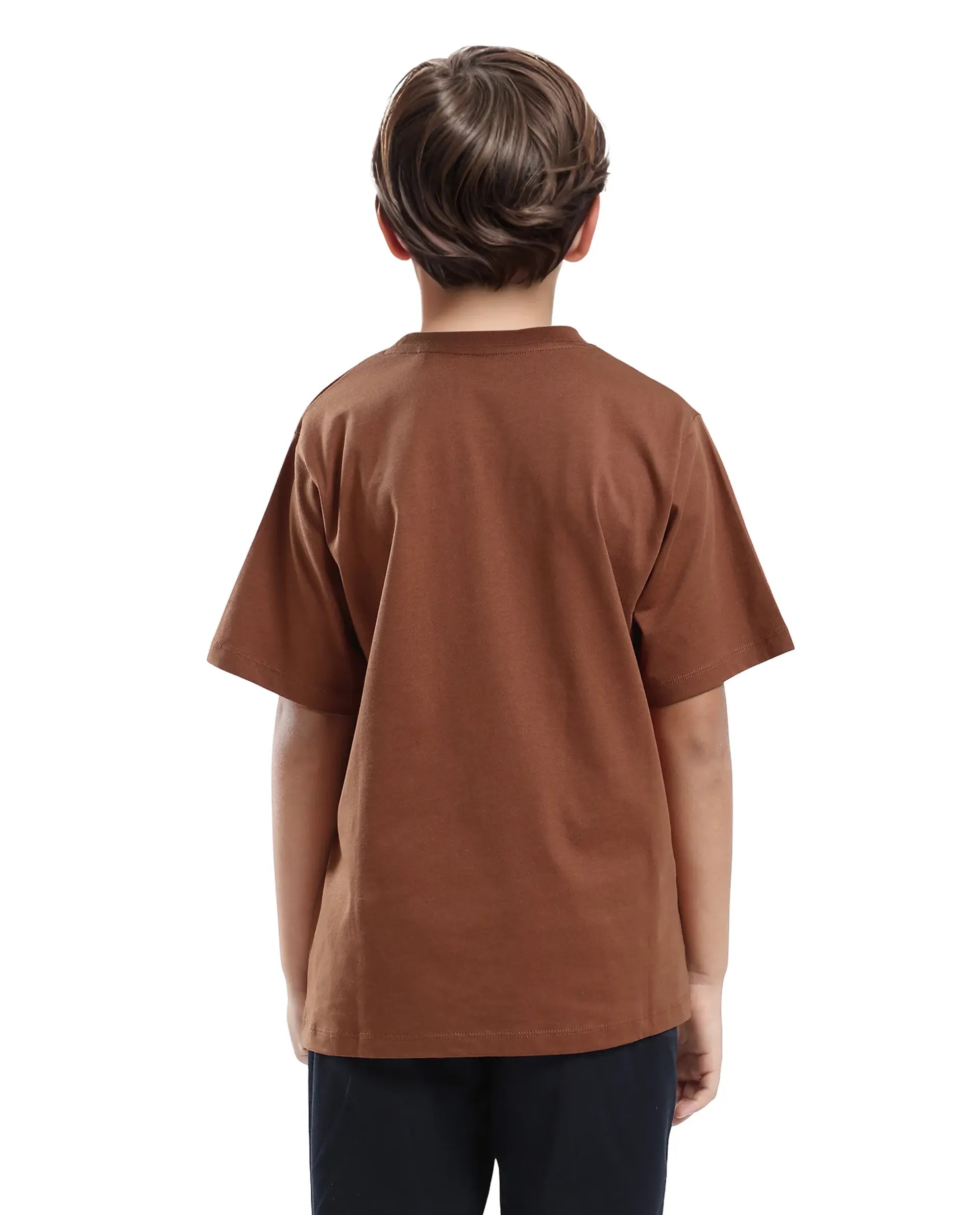 Rare Ones Kids Roxie Light Brown Cotton Half Sleeve Embroidered Slip-On Closure Regular Fit T-Shirt
