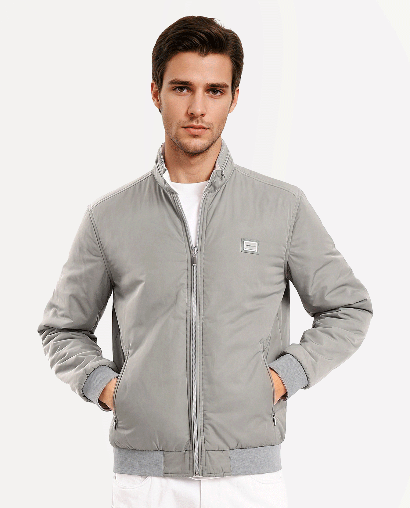 Rare Rabbit Men's Royban-2 Green Polyester Plain Regular Fit Full Sleeve High Neck Jacket