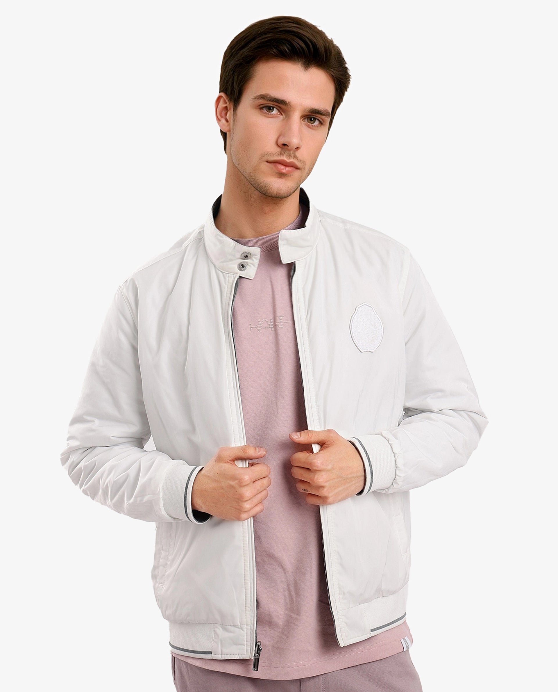 Rare Rabbit Men Royban-2 Green Polyester Fabric Full Sleeve High Neck Zipper Closure Plain Reversible Jacket