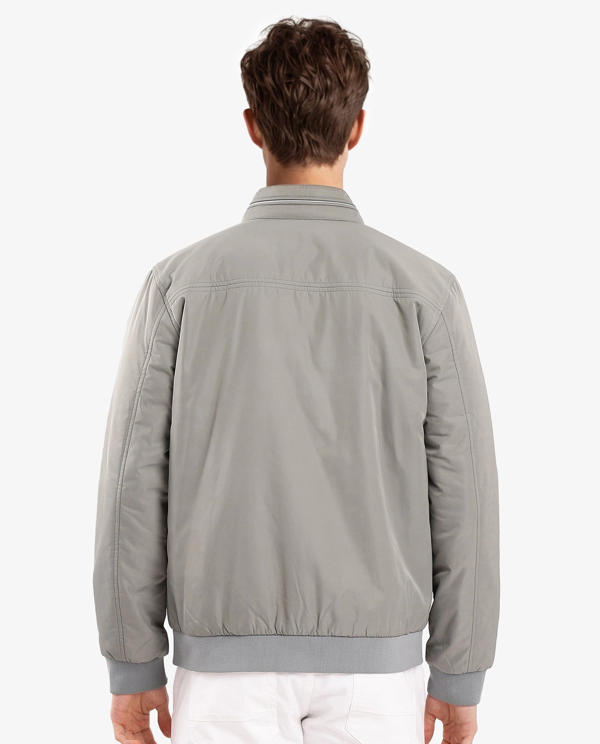 Rare Rabbit Men Royban-2 Green Polyester Fabric Full Sleeve High Neck Zipper Closure Plain Reversible Jacket