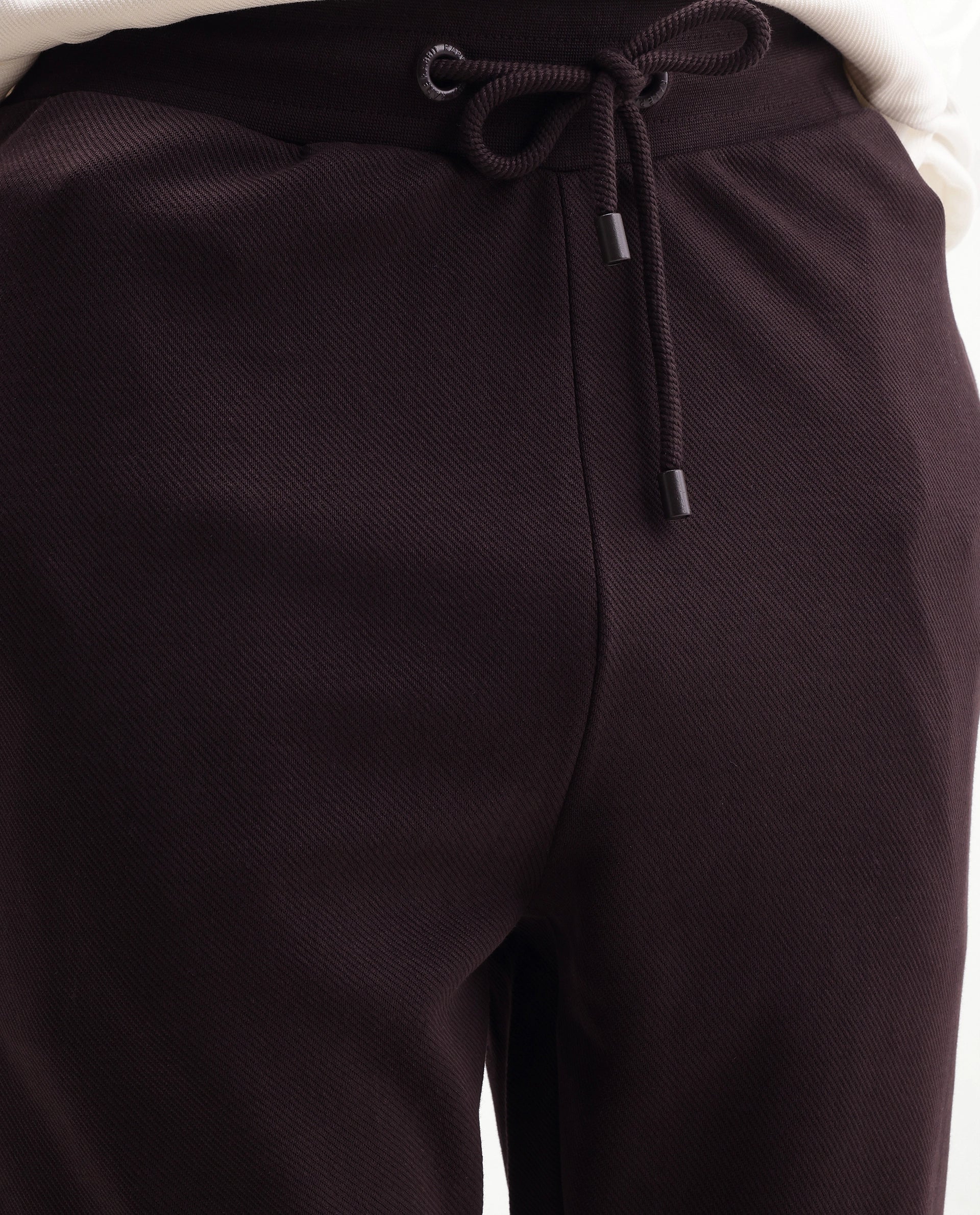 Rare Rabbit Men's Rr-Corp-Harry-T Maroon Cotton Blend Regular Plain Track Pant