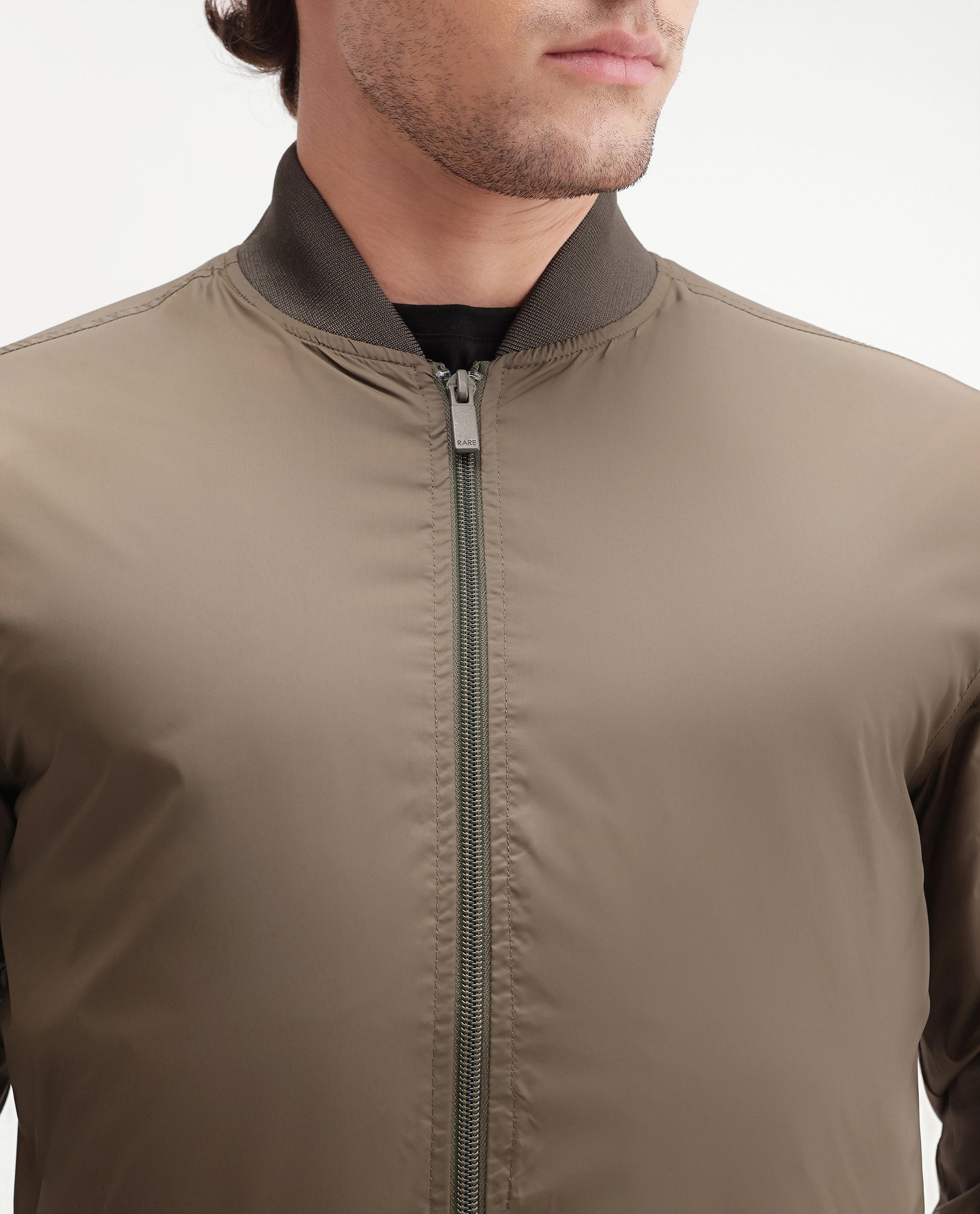 Rare Rabbit Men's Basic Corp Jack Olive Polyester Regular Plain Jacket