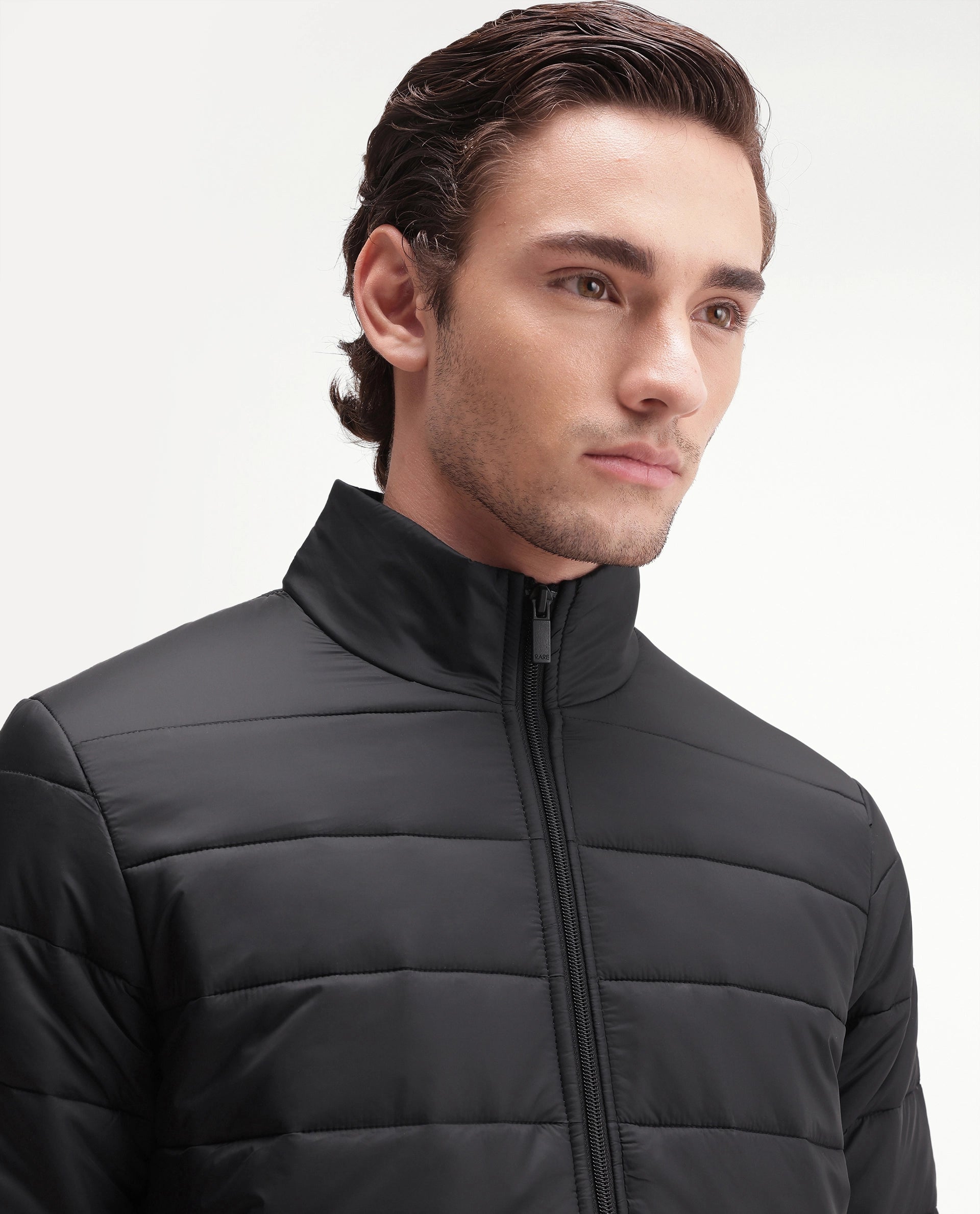 Rare Rabbit Men's Basic Corp Statement Fs Jacket Black Nylon Regular Plain Jacket