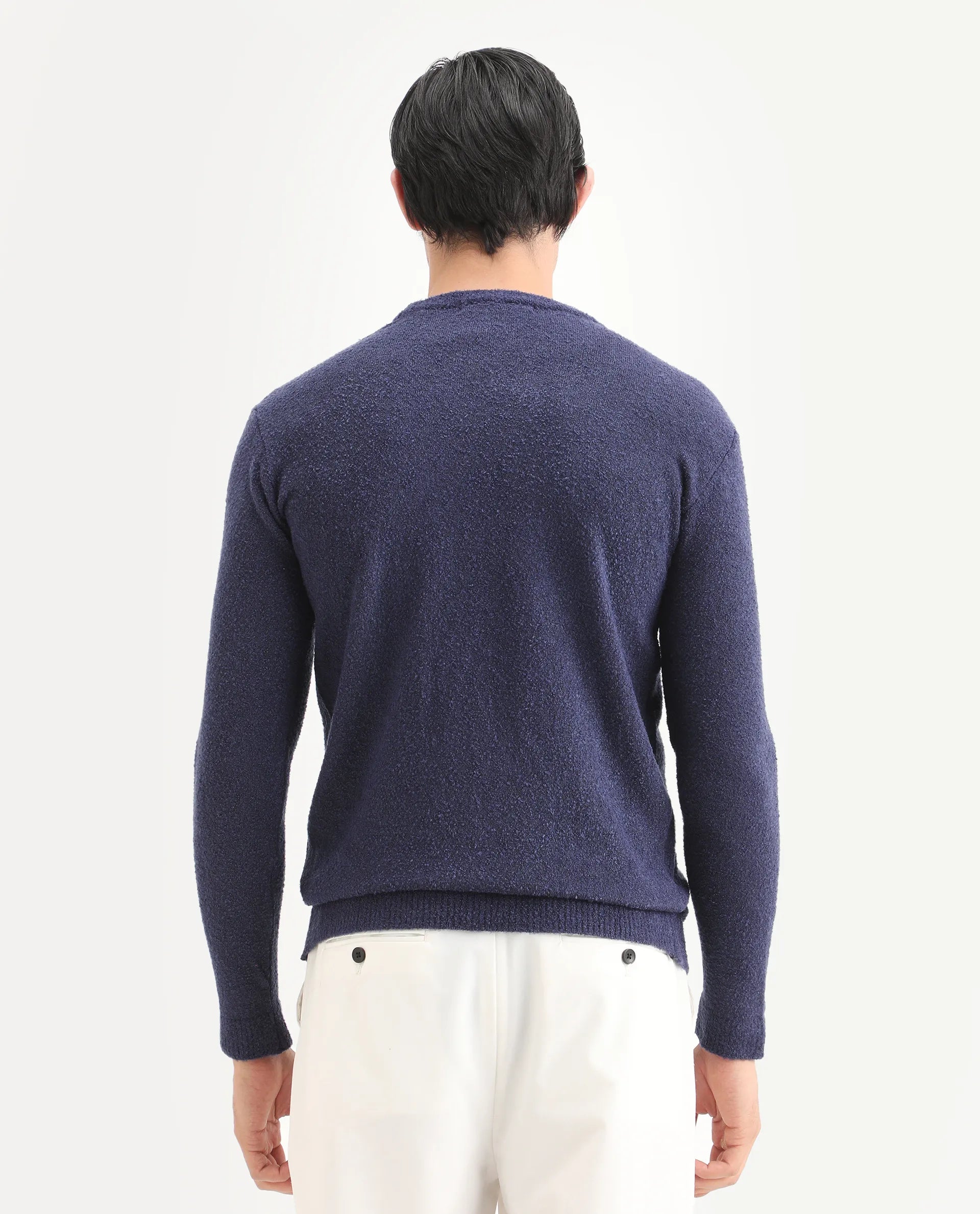 Rare Rabbit Men's Boule Purple Acrylic Blend Plain Regular Fit Full Sleeve Crew Neck Sweater