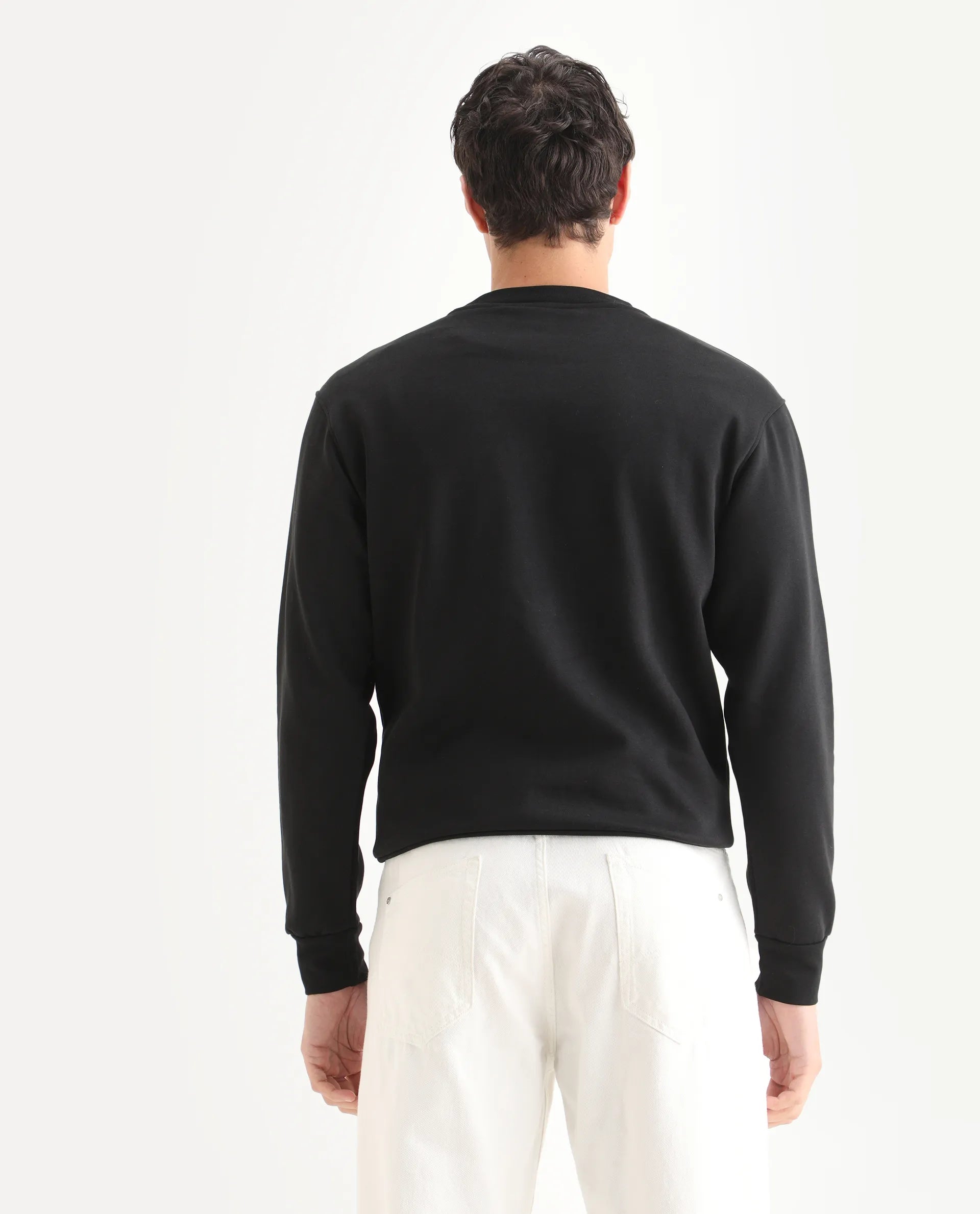 Rare Rabbit Men's Croc Black Cotton Graphic Print Regular Fit Full Sleeve Crew Neck Sweatshirt