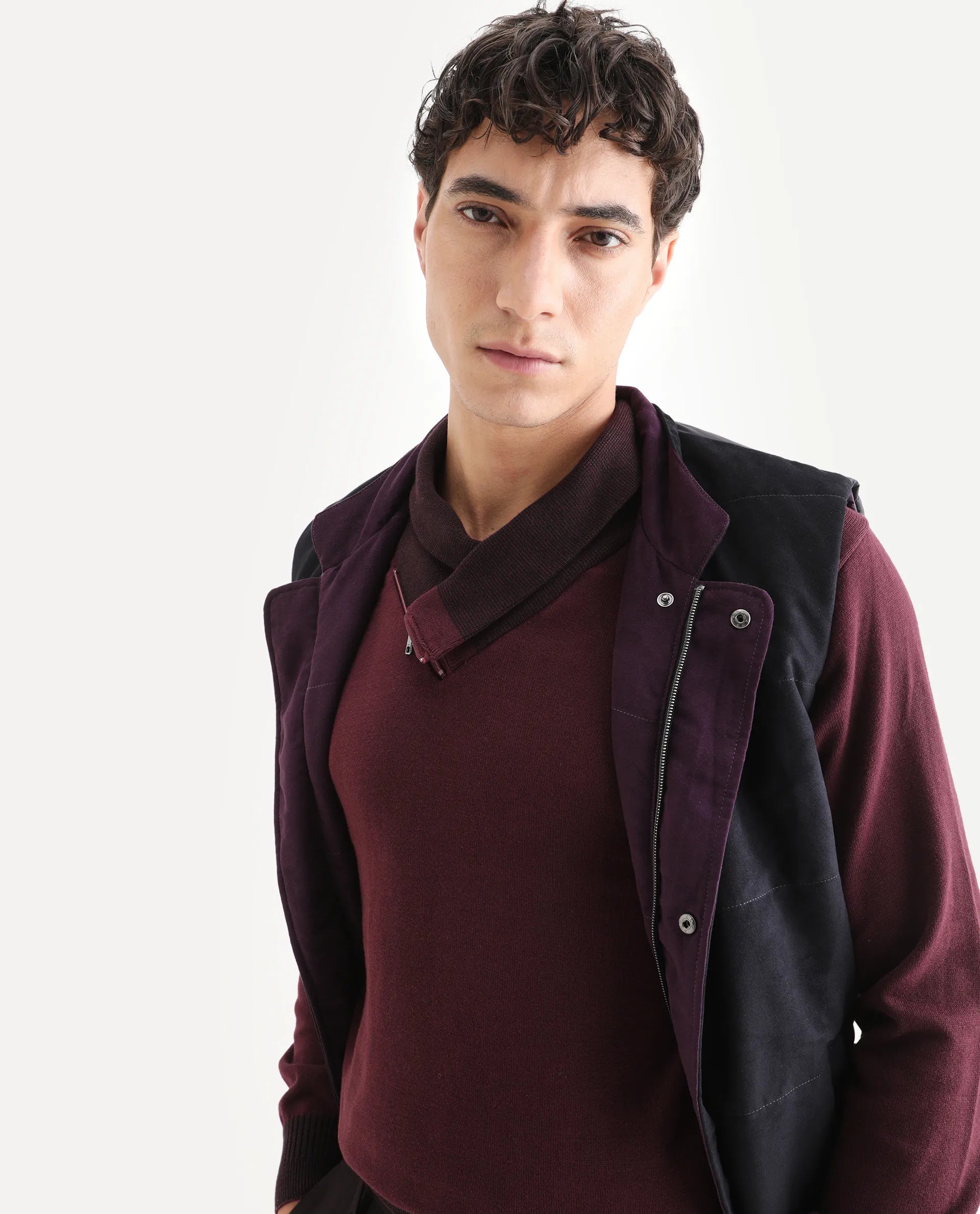 Rare Rabbit Men's Lyzo - Maroon Cotton Plain Regular Fit Full Sleeve Cowl Neck Sweater