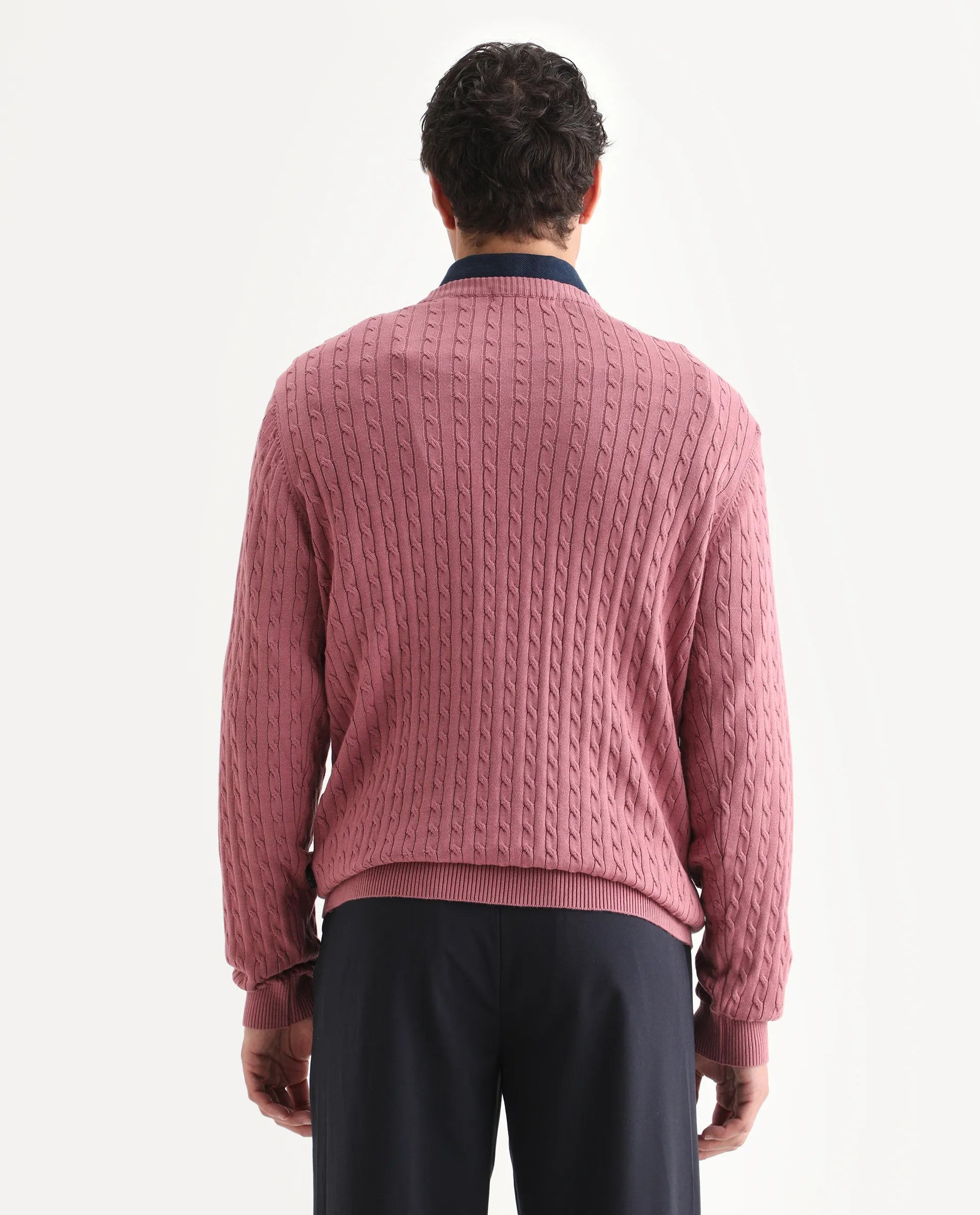 Rare Rabbit Men's Plain Regular Fit Full Sleeve Crew Neck Sweater