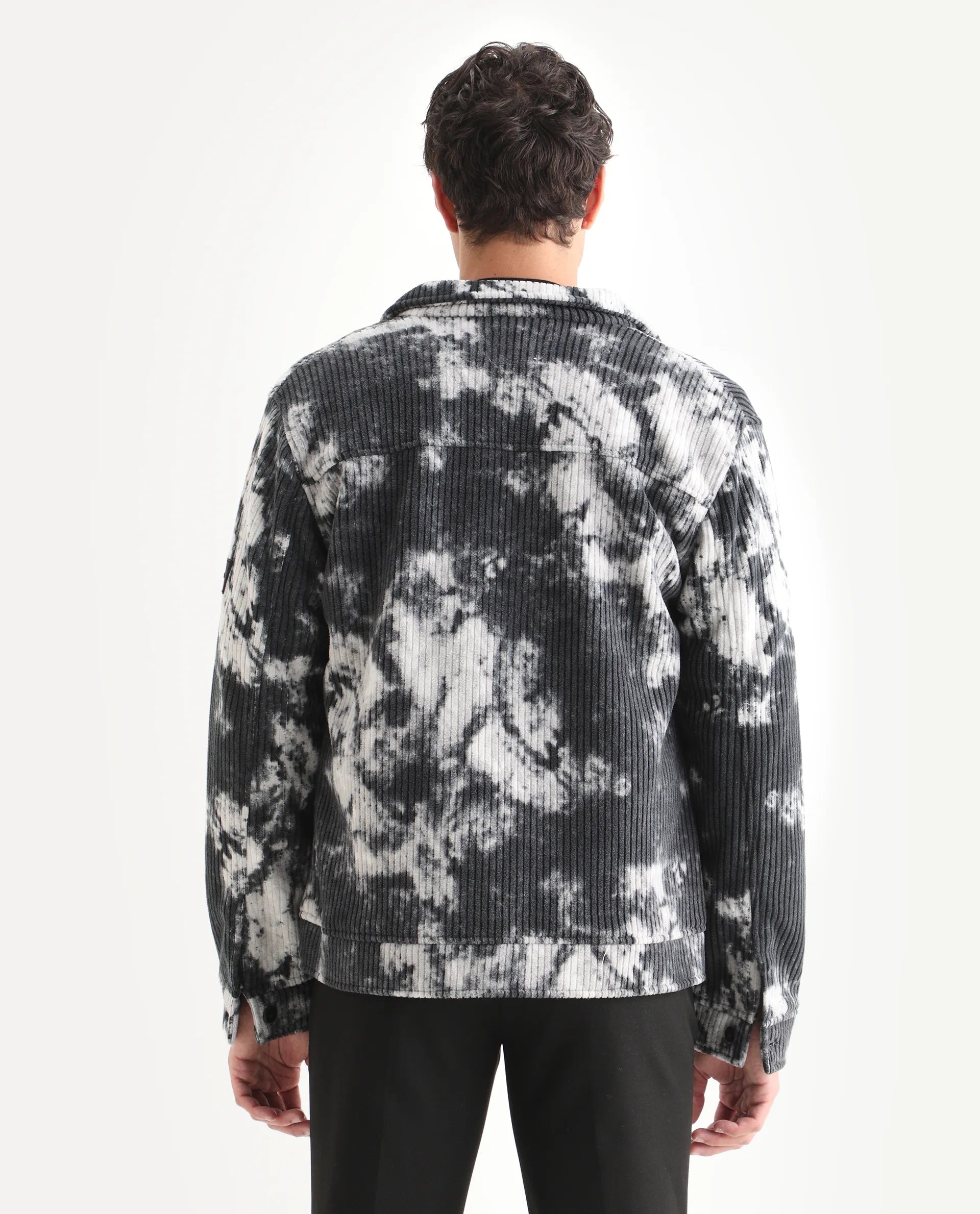 Rare Rabbit Men's Saurv Black Polyester Printed Regular Fit Full Sleeve Spread Collar Jacket