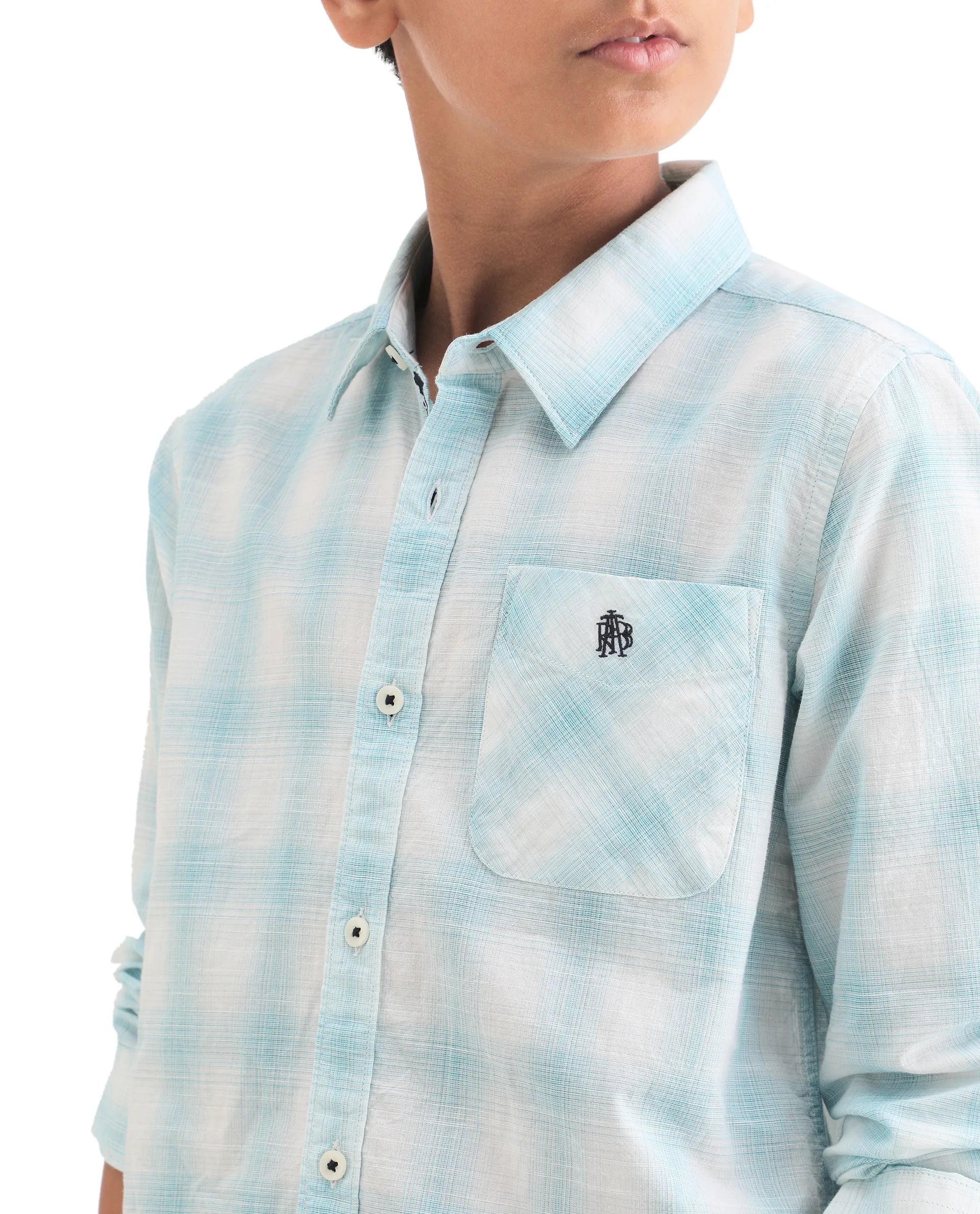 Rare Ones Kids Sable Blue Cotton Full Sleeve Spread Collar Checked Shirt