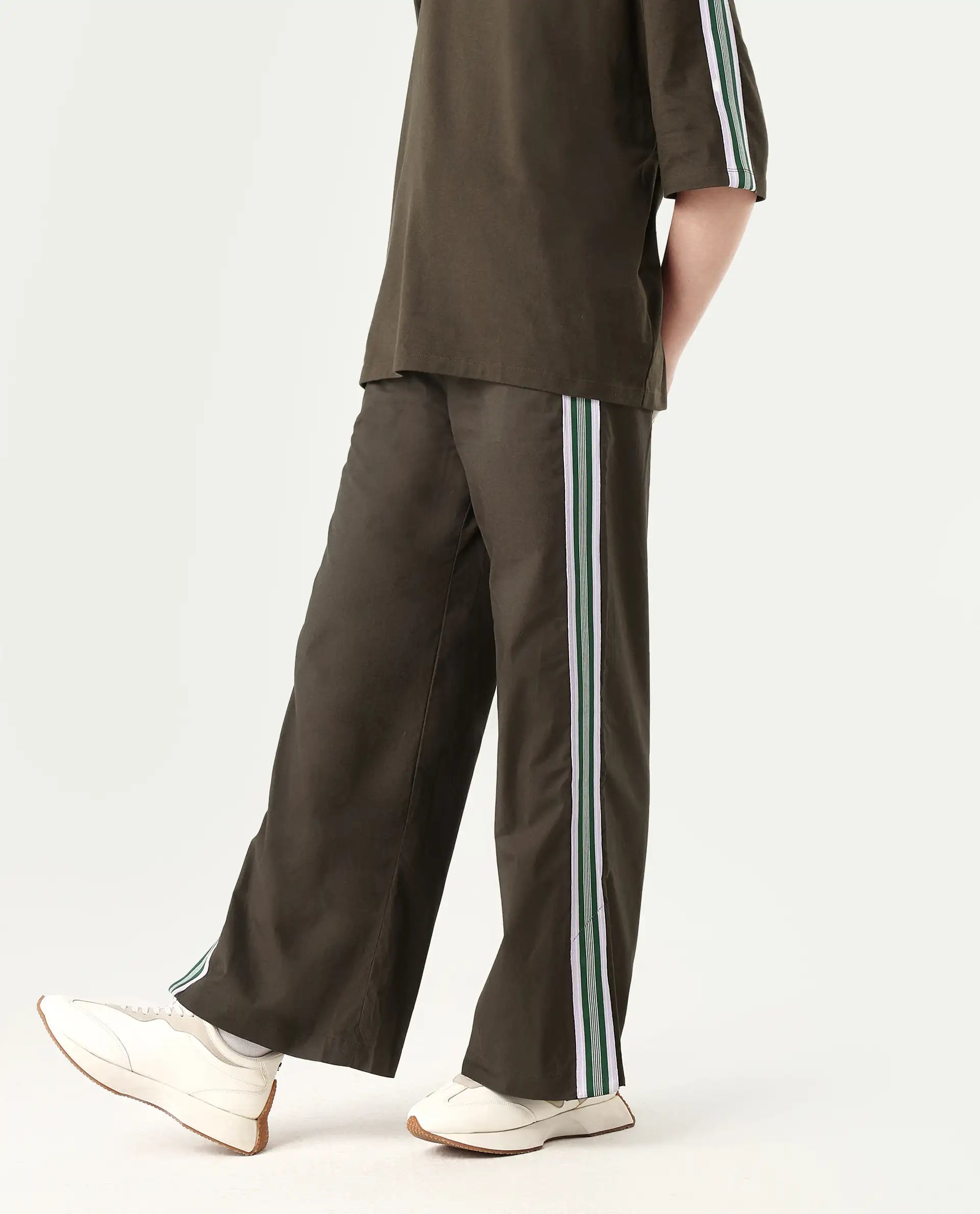 Rareism Women's Nonwen B Brown Cotton Plain Ankle Length Wide Trouser