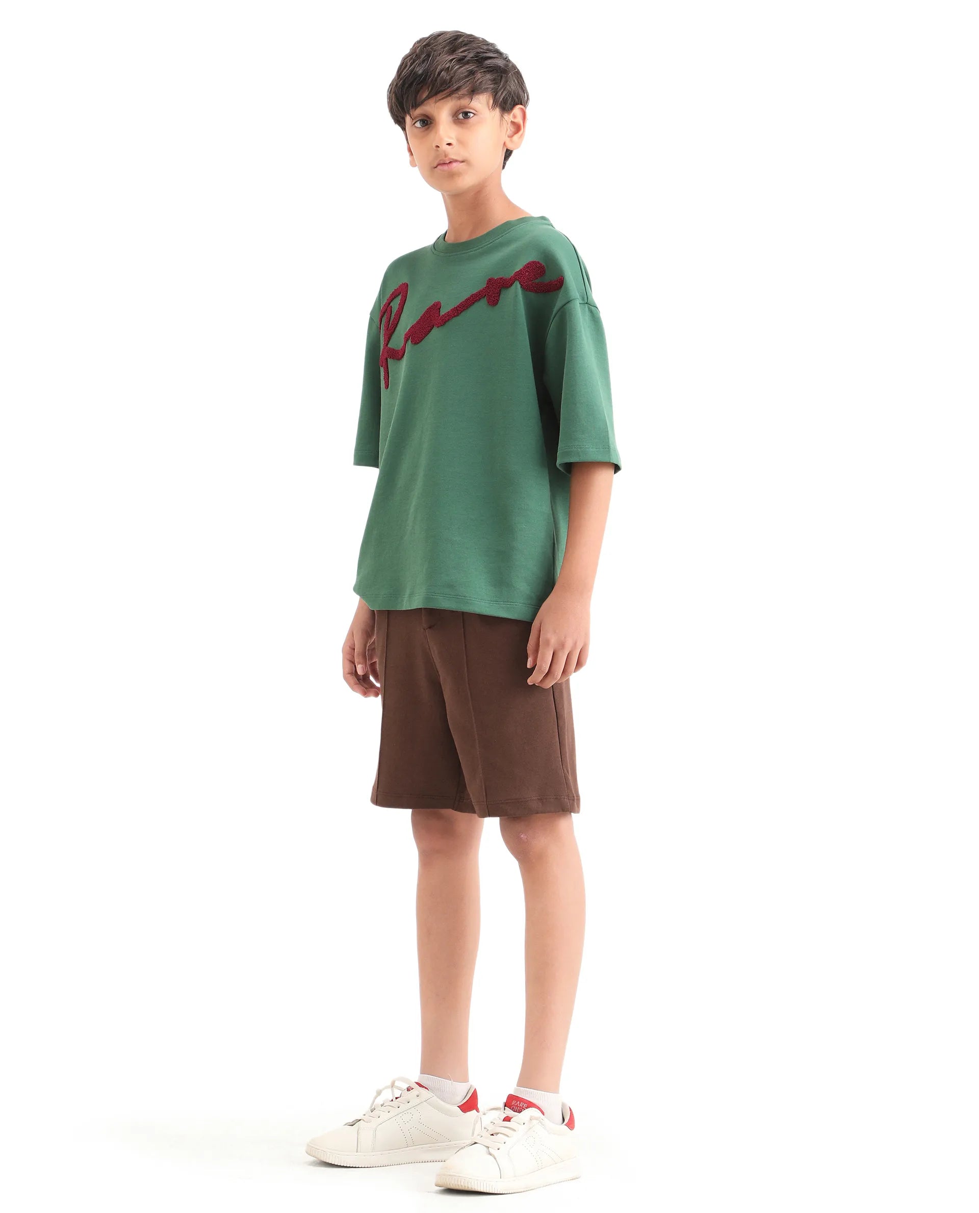 Rare Ones Kids Clas Dark Brown Cotton Solid Button & Zip Closure Regular Fit Shorts