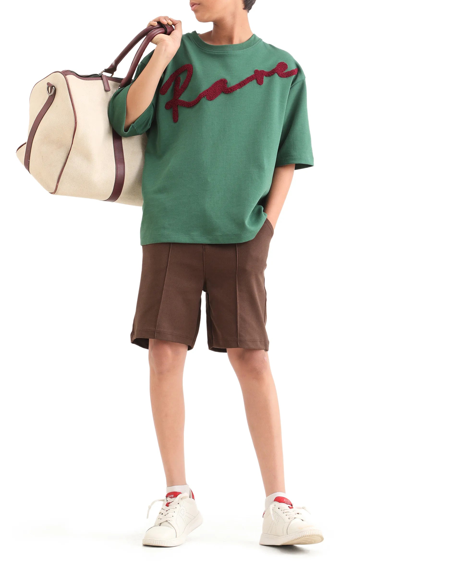 Rare Ones Kids Clas Dark Brown Cotton Solid Button & Zip Closure Regular Fit Shorts