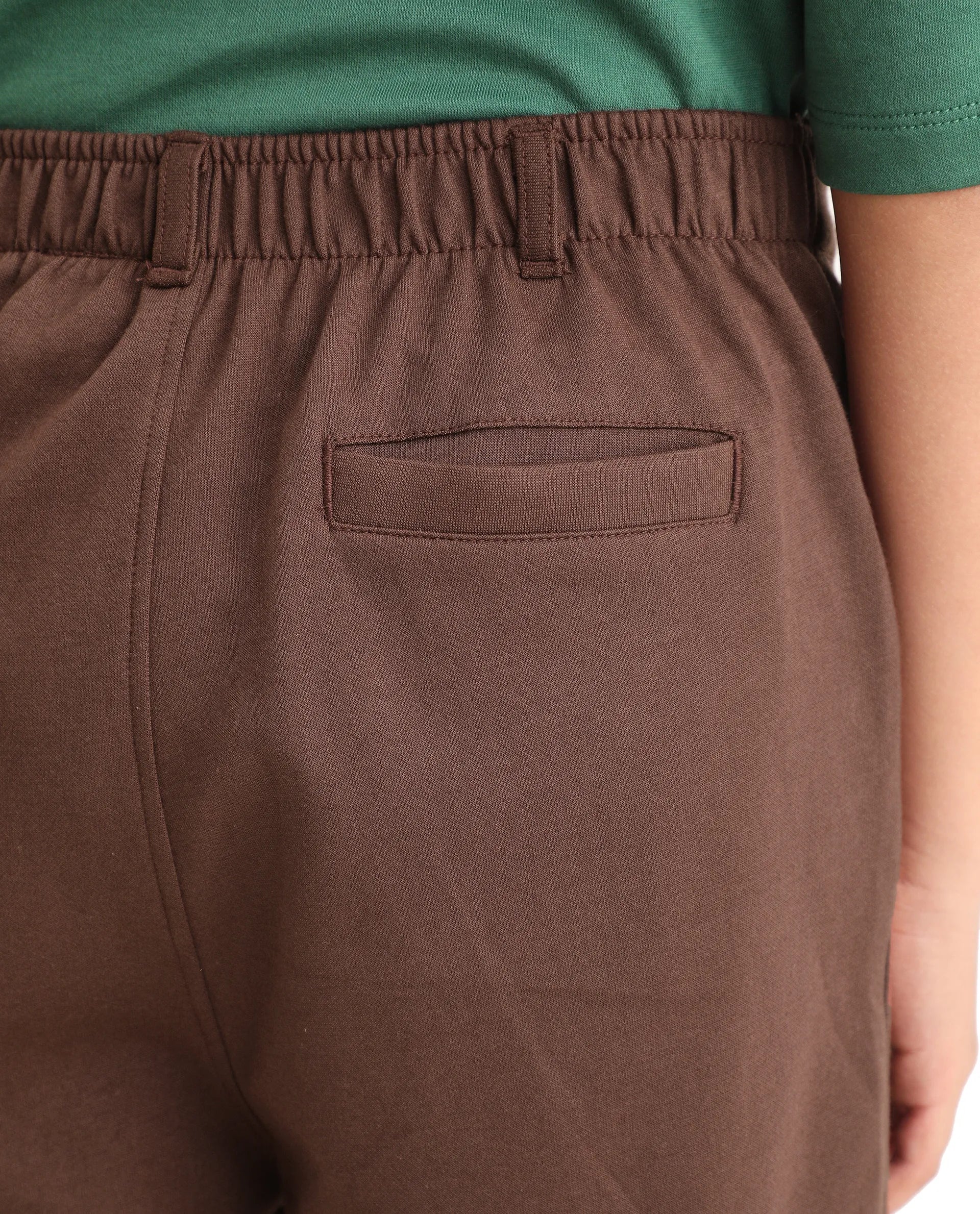 Rare Ones Kids Clas Dark Brown Cotton Solid Button & Zip Closure Regular Fit Shorts