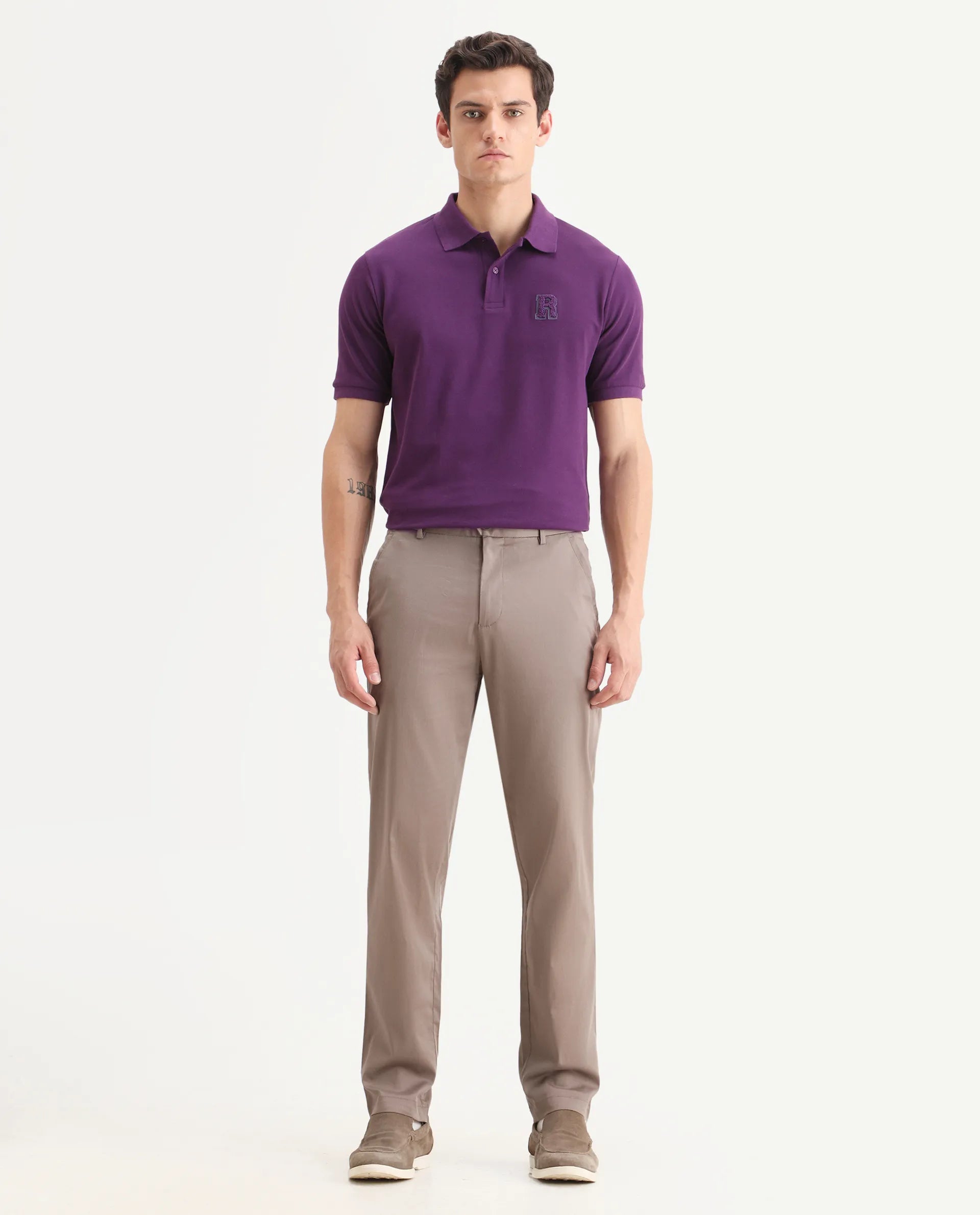 Rare Rabbit Men Hols Dark Beige Cotton Blend Fabric Button Closure Plain Trouser