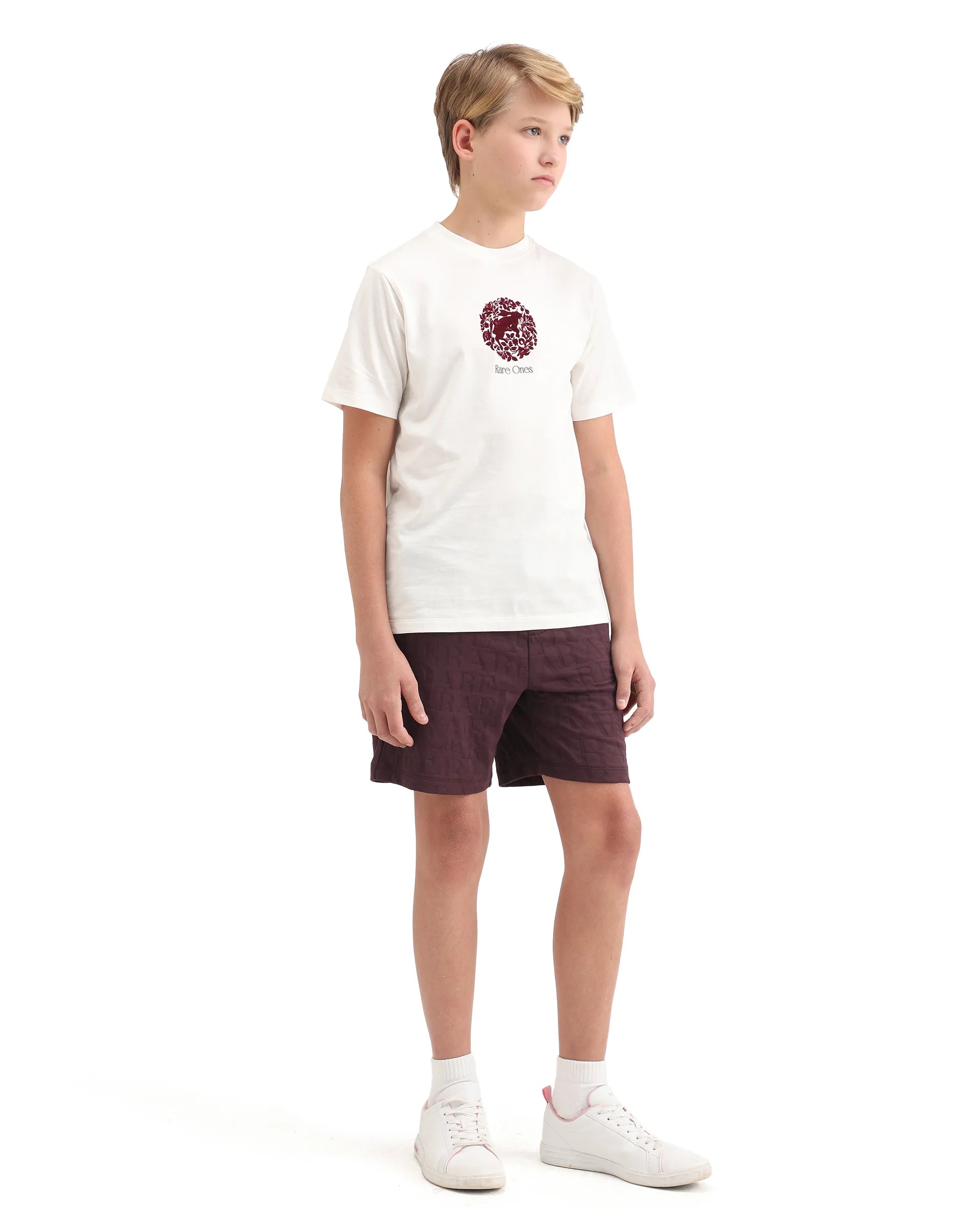 Rare Ones Kids Alti-B Brown Polyester Blend Drawstring Closure All Over Print Regular Fit Shorts