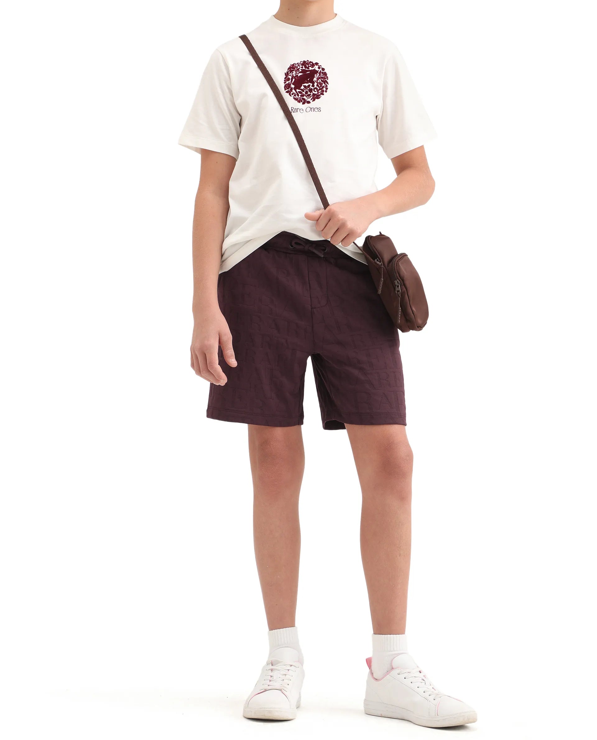 Rare Ones Kids Alti-B Brown Polyester Blend Drawstring Closure All Over Print Regular Fit Shorts