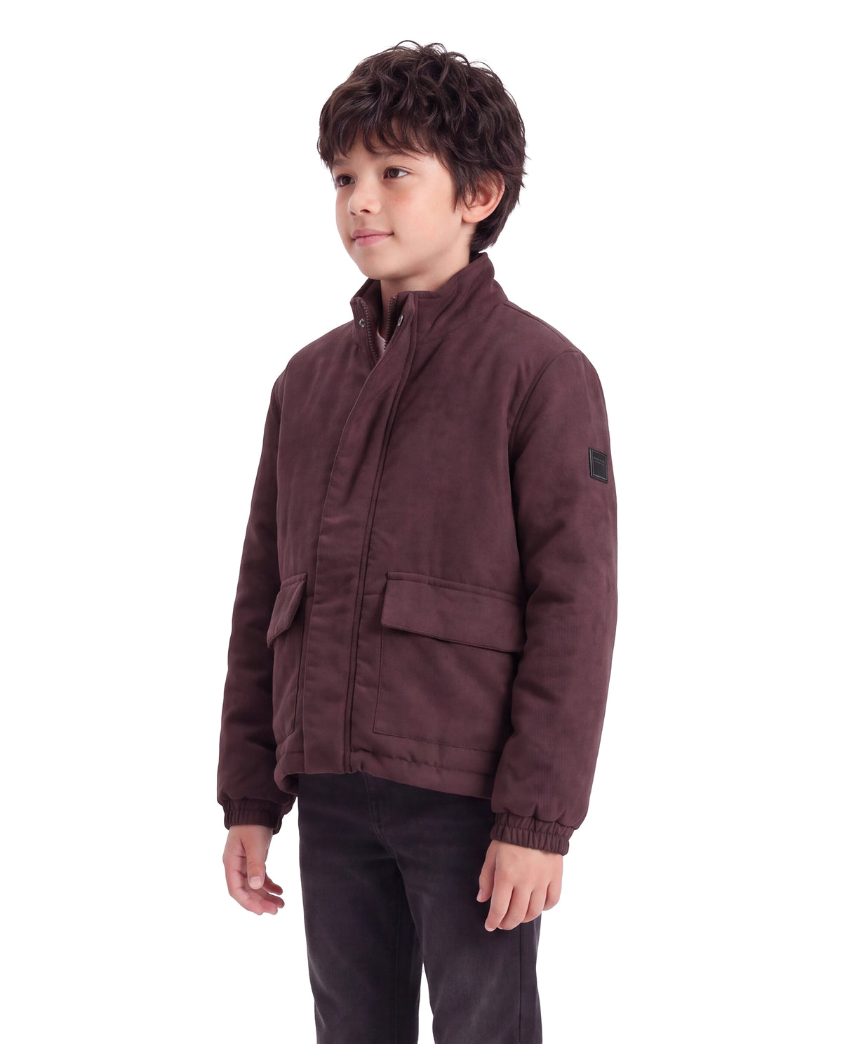 Rare Ones Kids Katpil-25 Maroon Polyester Zipper Closure High Neck Plain Full Sleeves Regular Fit Jacket